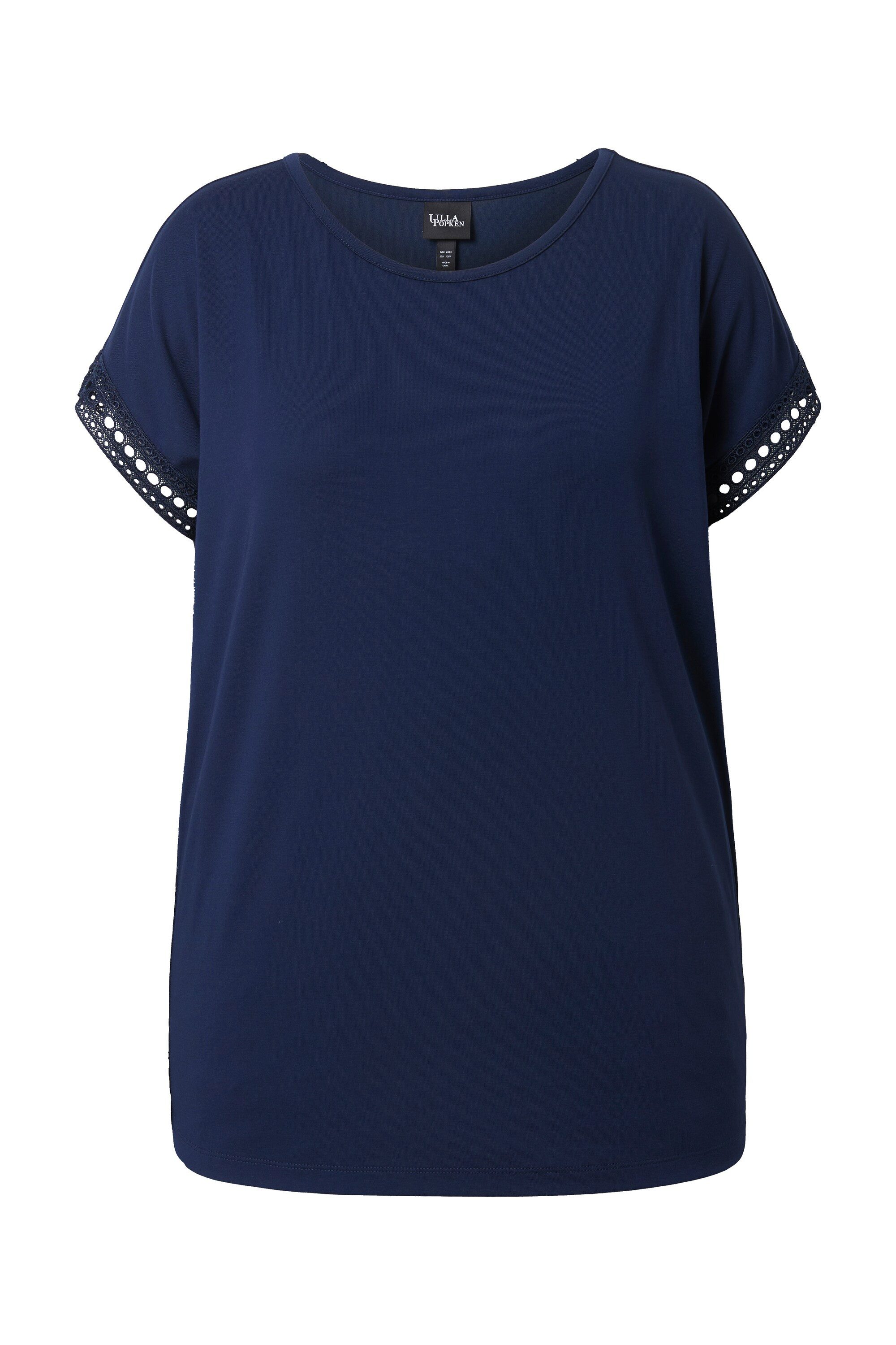 Ulla Popken T-Shirt T-Shirt Lochspitze Classic Rundhals Halbarm günstig online kaufen