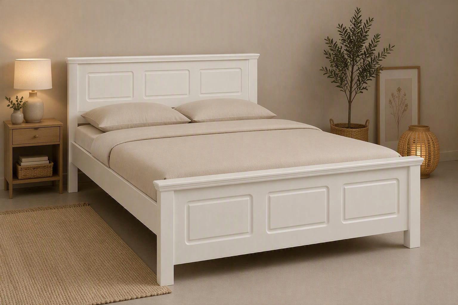 OTTO home Massivholzbett ERIKK', Made in Europe, optional mit Schublade, Massivholz Kiefer (FSC® zertifiziert), in mehreren Größen, Landhausstil mit Kassettenoptik