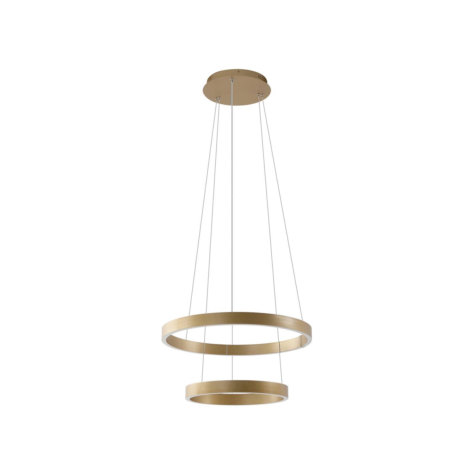 Lucande Hängeleuchte Yonam, LED, Metall, Gold / Messing Farbwechsel warmweiß / tageslicht IP20 mit Fernbedienung, LED 86 W gesamt, Farbwechsel warmweiß / tageslicht