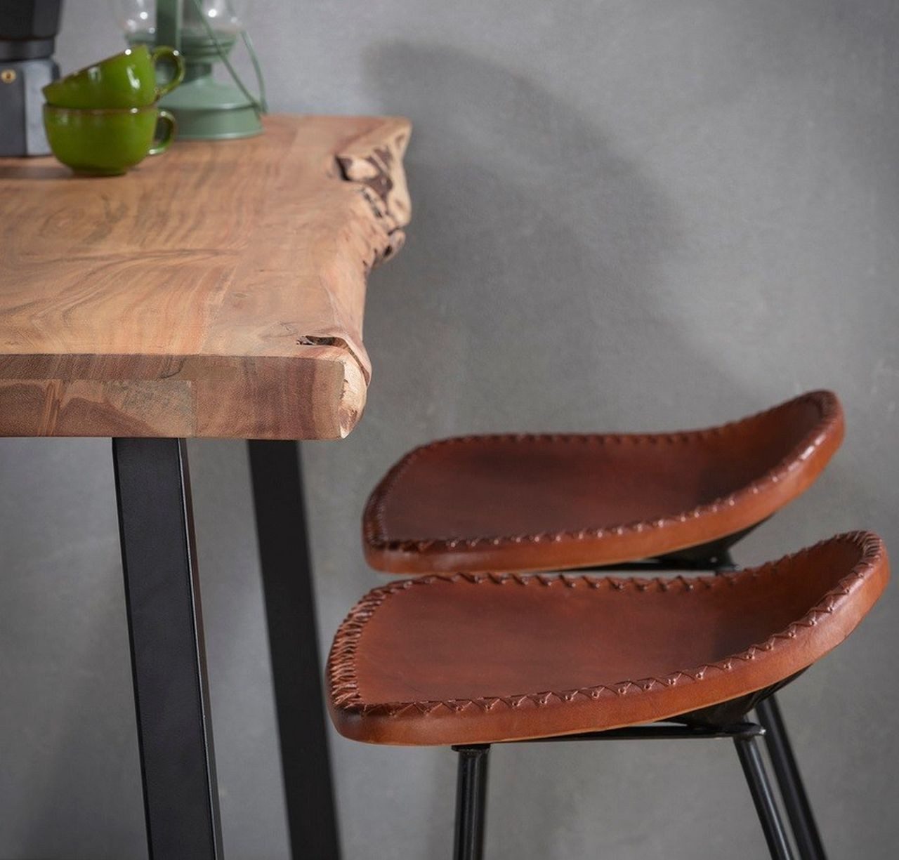 Vintagehaus Bartisch Bartisch Stehtisch Wood Akazie Baumkante Industrial 125 x 46