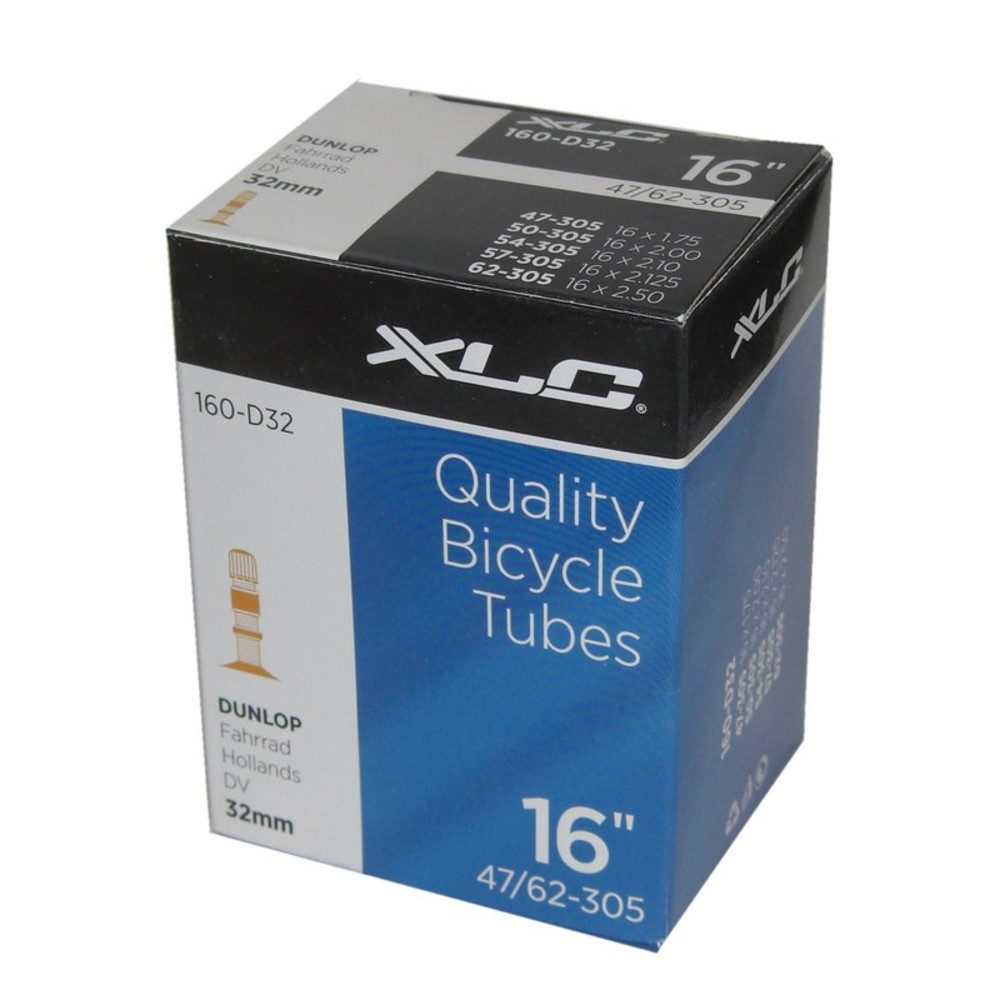 XLC Fahrradschlauch 16 Zoll Fahrradschlauch DV 32 mm Dunlop Ventil 16x1.75/2.125" (47/62-3