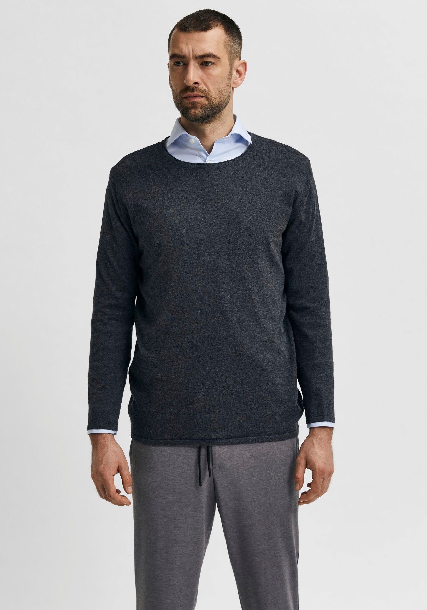SELECTED HOMME Rundhalspullover SLHROME LS KNIT günstig online kaufen
