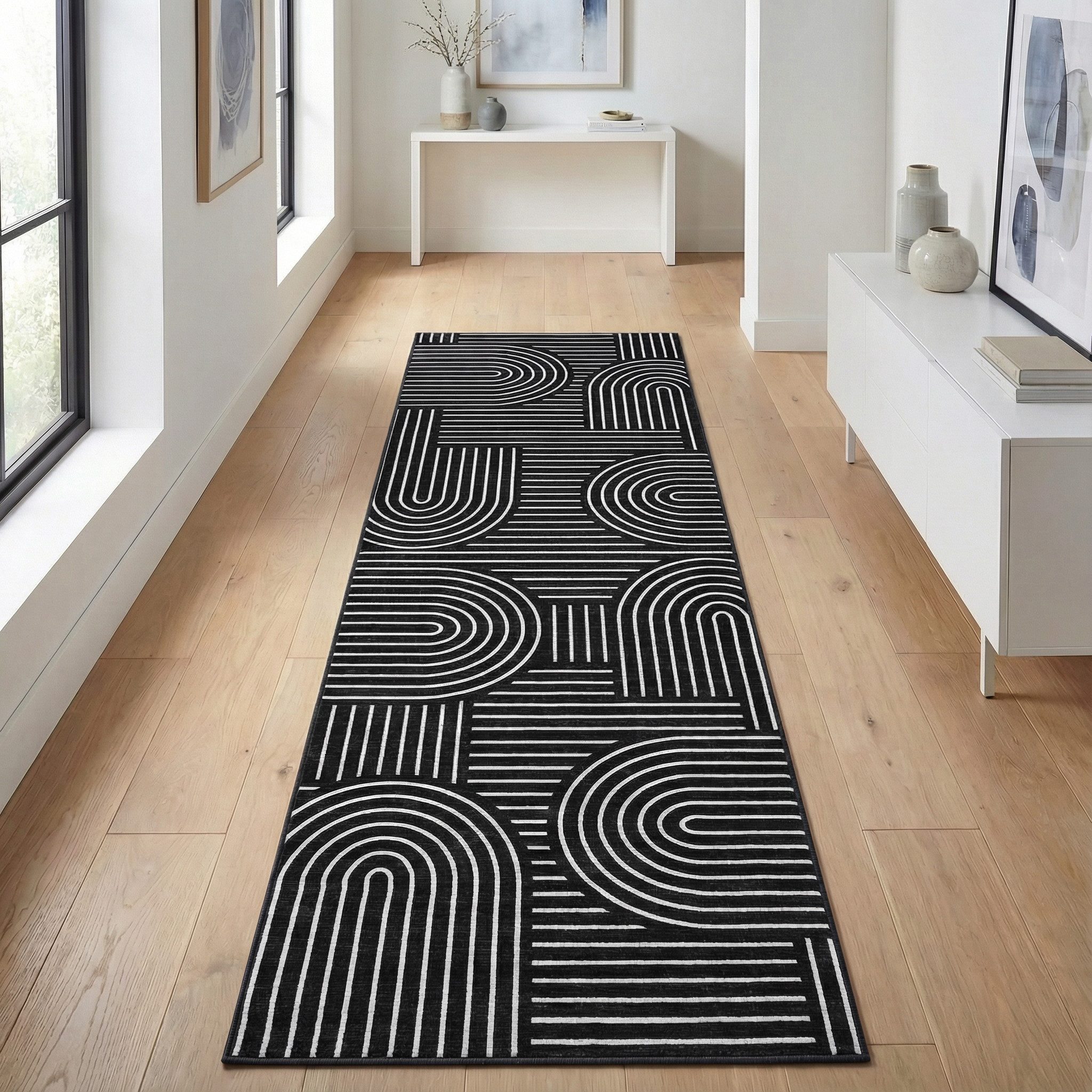 GarveeMore Teppich Rhythmus und Prosodie, rechteckig, Höhe: 7 mm, Geometrisches, modulares Design – strukturiert, aber nicht monoton