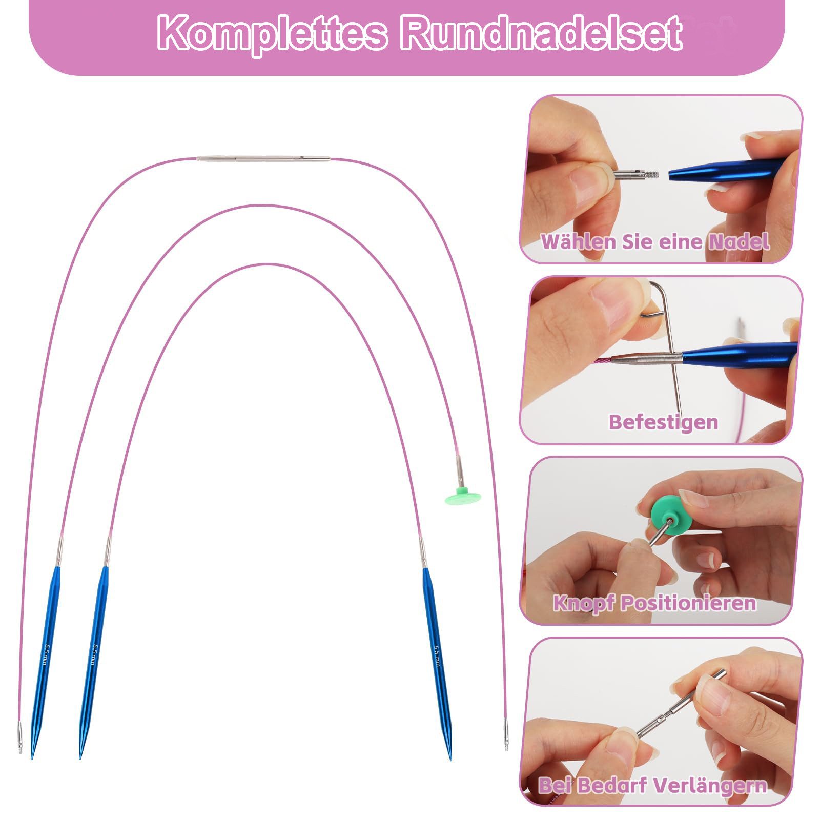 REDOM Rundstricknadeln Stricknadeln Austauschbares Rundstricknadel-Set, mit günstig online kaufen