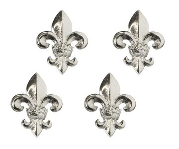 EDZARD Kerzenhalter Kerzenstecker Lilie (4er-Set), Kerzenpin für Stumpenkerzen, Deko-Stecker für Kerzen, Kerzenbrosche zum Stecken, vernickelt