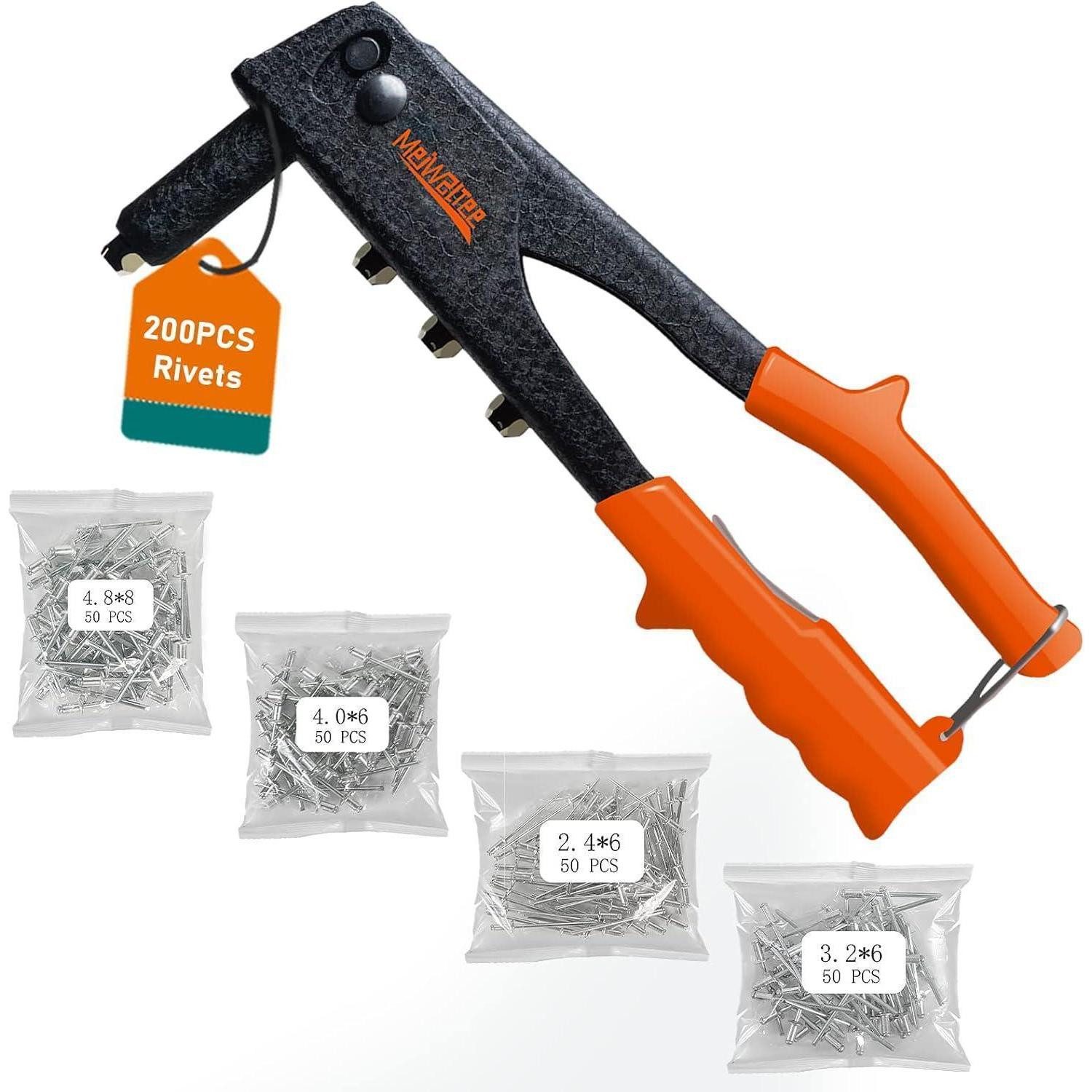LuxusKollektion Blindnietzange Nietzange 4-in-1 Set mit 200 Nieten
