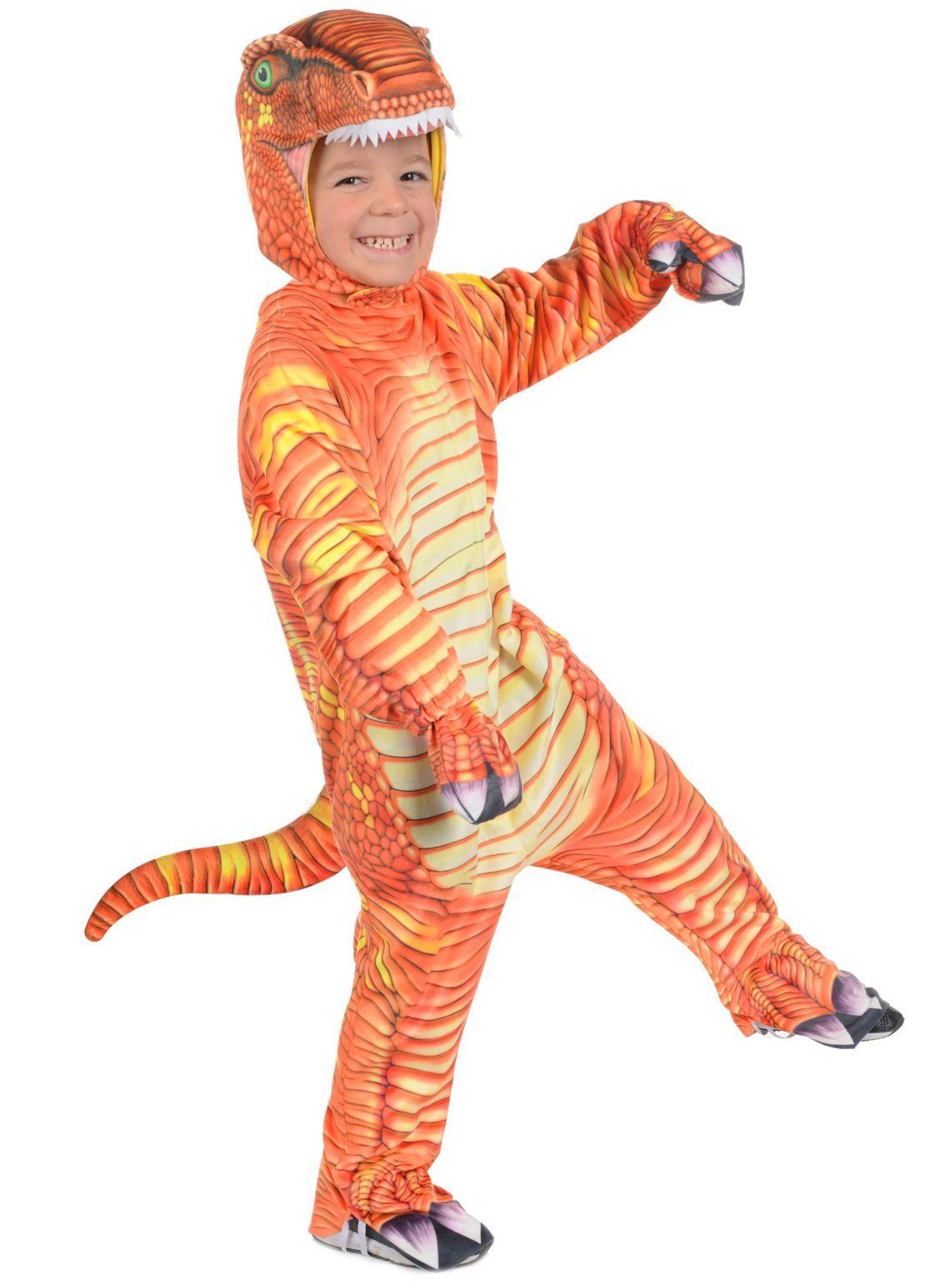 Underwraps Kostüm T-Rex orange, Dino-Overall für Jurassic Kids!
