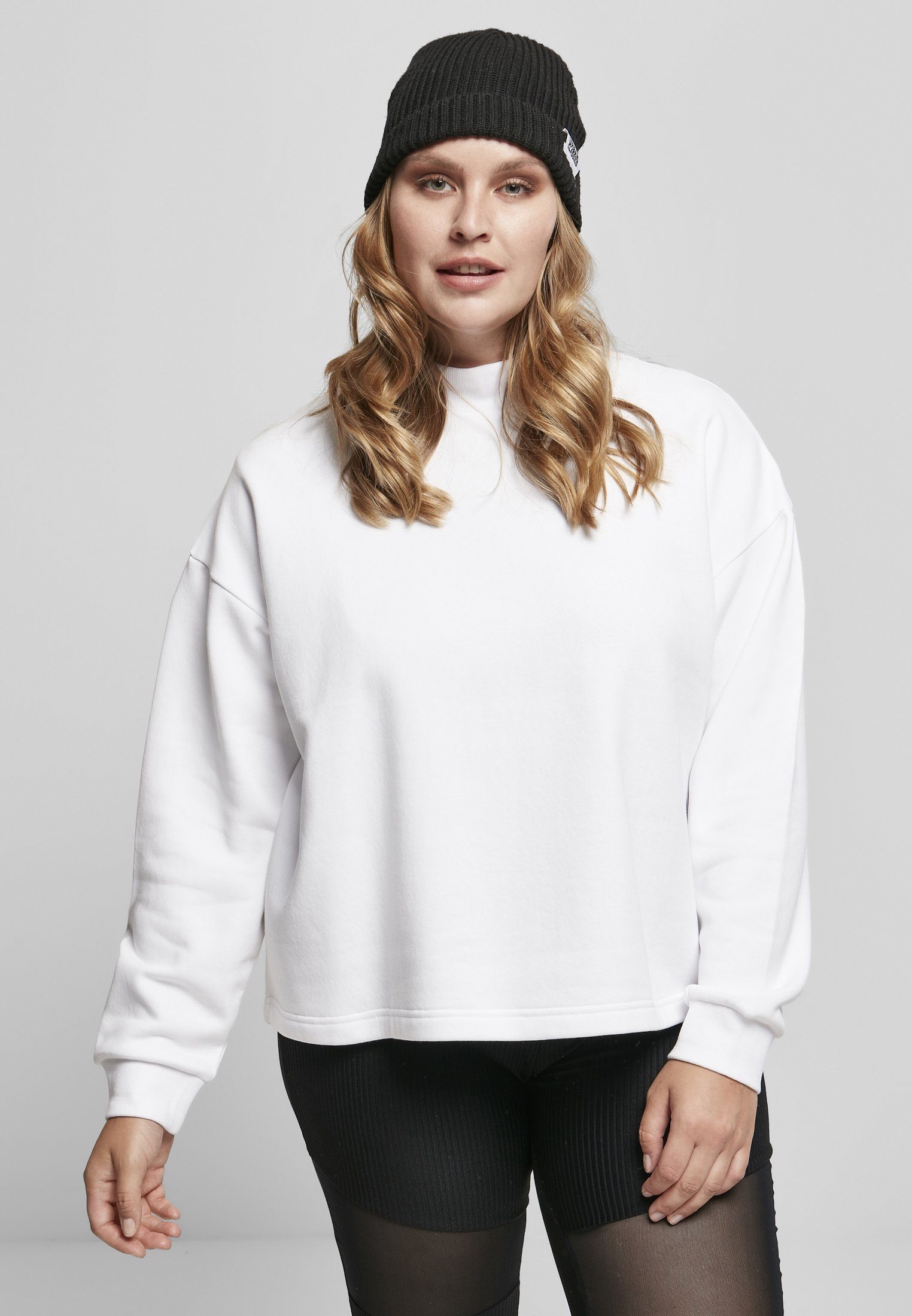 URBAN CLASSICS Sweater Frauen Ladies Oversized High Neck Crew (1-tlg) white | Sweatshirts