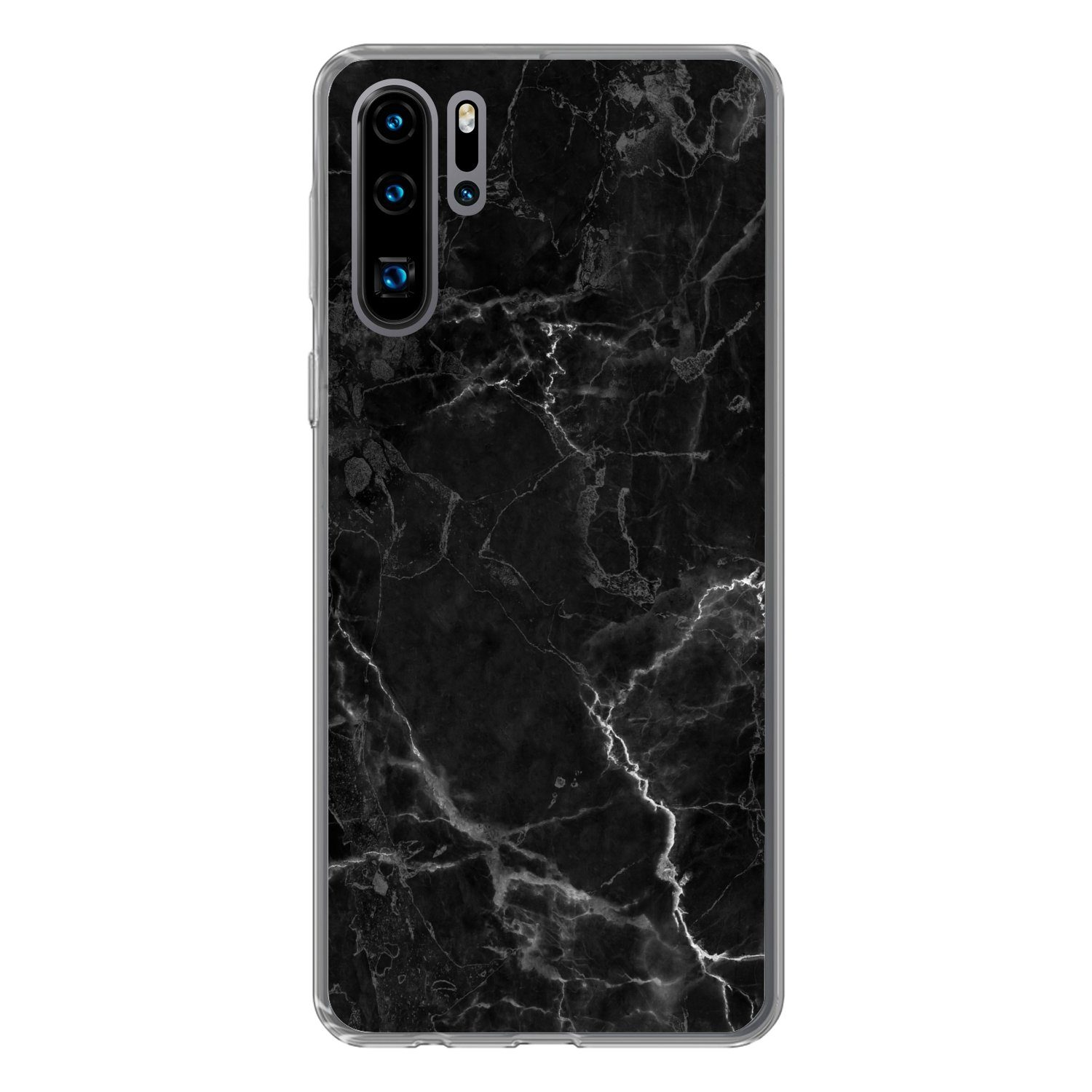 MuchoWow Handyhülle für Huawei P30 Pro Marmor - Schwarz - Weiß - Textur - Marmoroptik, Handy Case, Silikon, Bumper Case Dünn