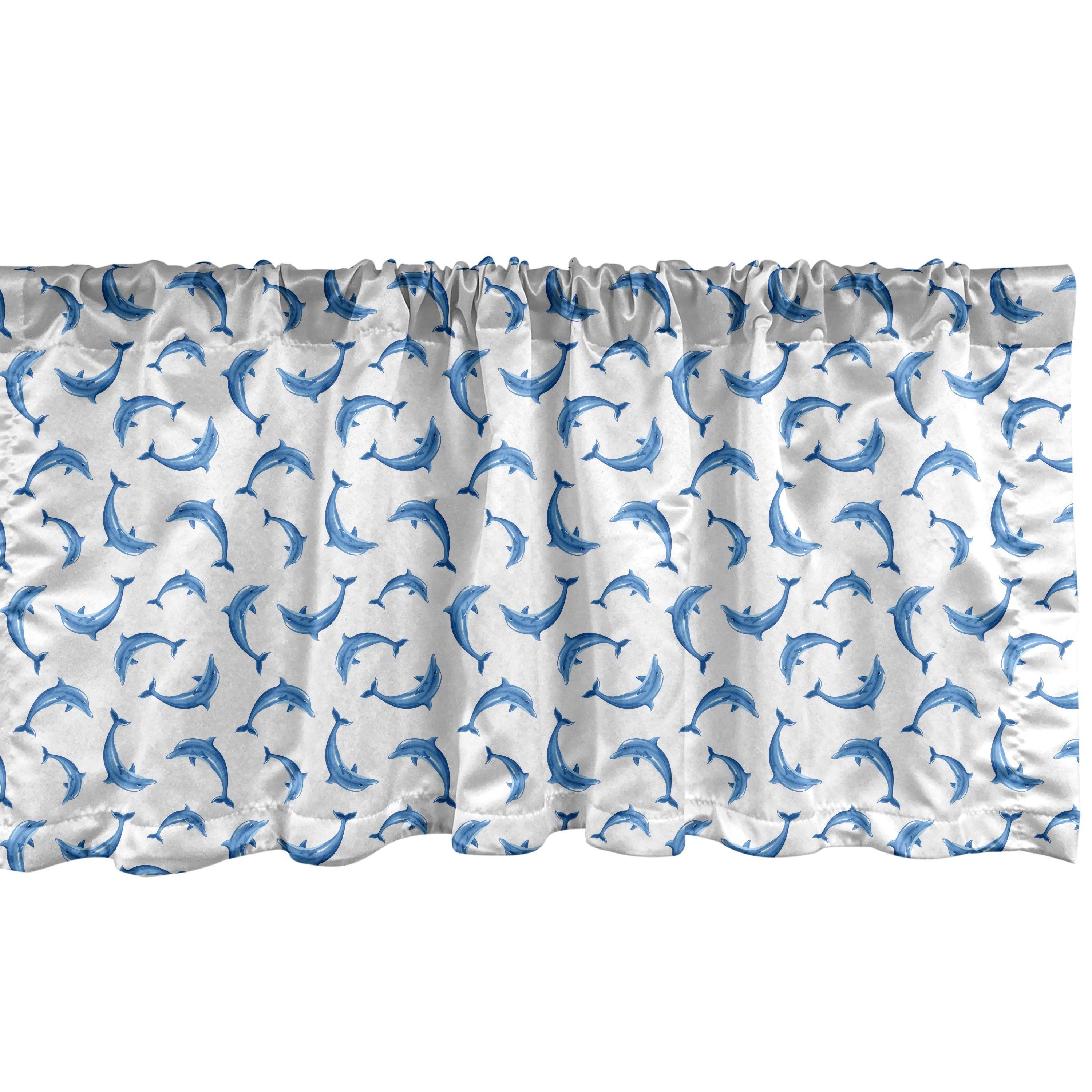 Scheibengardine Vorhang Volant für Küche Schlafzimmer Dekor mit Stangentasche, Abakuhaus, Microfaser, Meerestiere Wildtiere unter dem Meer