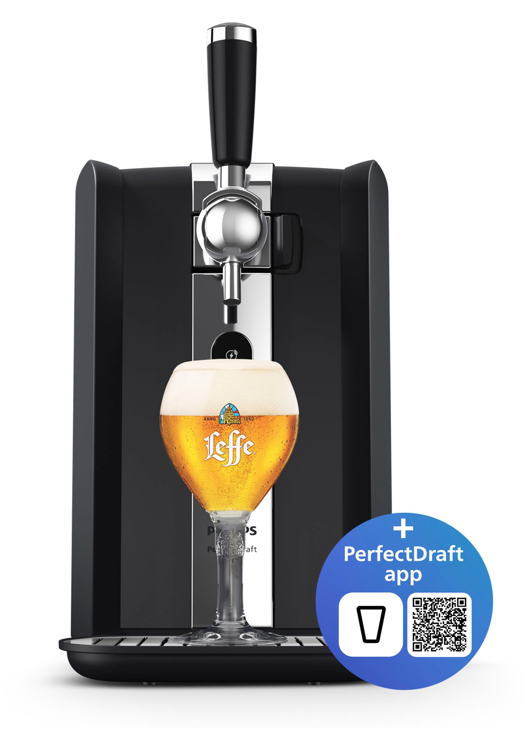 Philips Bierzapfanlage Perfect Draft 7000 Series HD3770/90, mit Temperatureinstellungen von 0-12°C und LED-Display; Schwarz