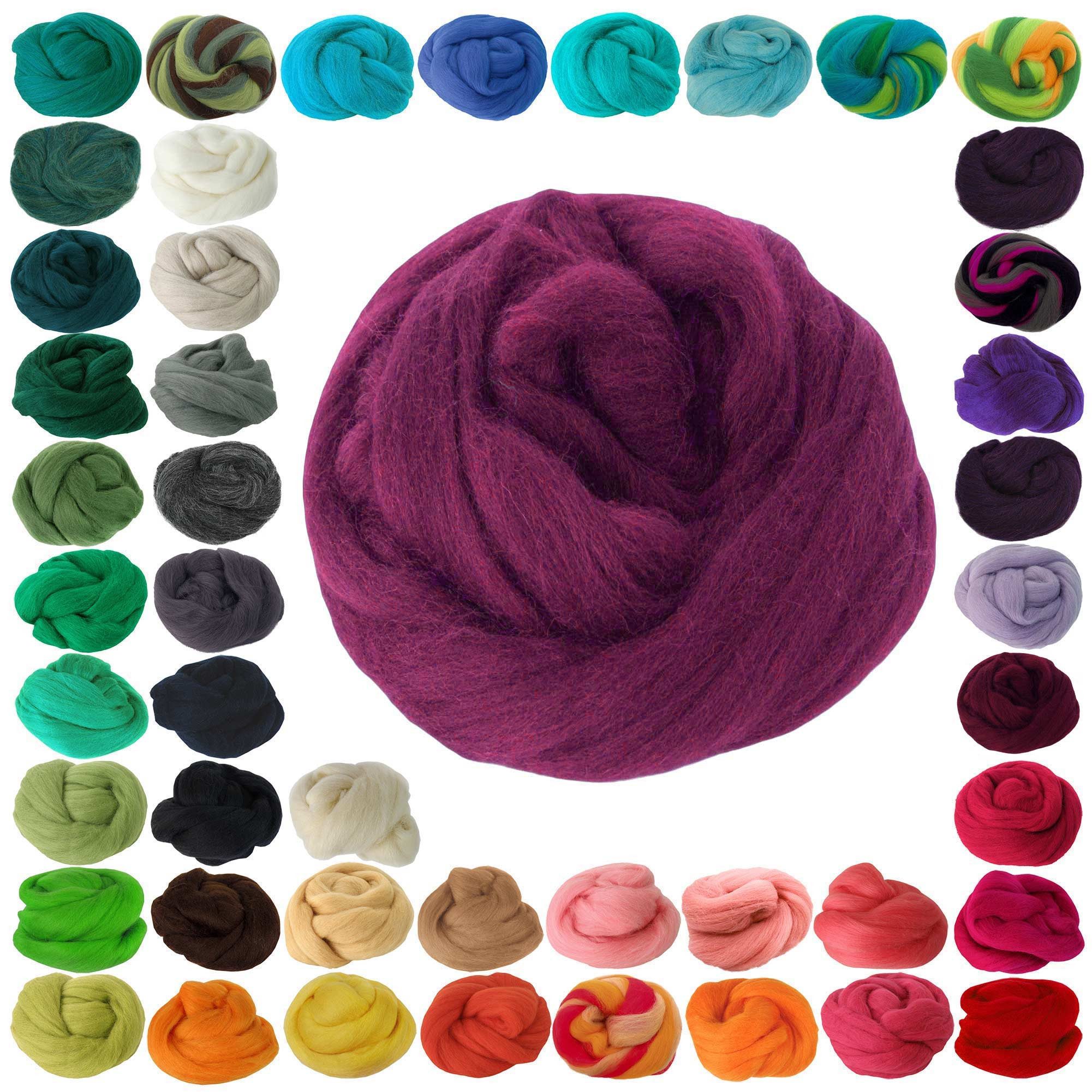maDDma 25g Filzwolle / Märchenwolle, Nass- u. Trockenfilzen, Farbwahl Bastelgarn, merlot