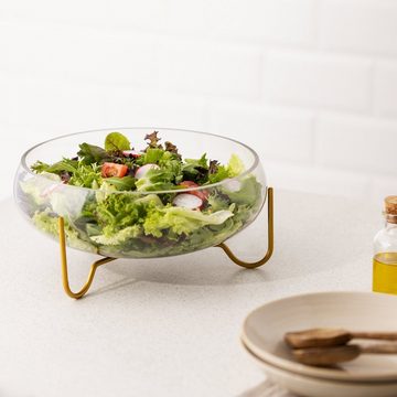 Navaris Obstschale Obstschale aus Glas mit Ständer - Schüssel für Früchte Obst Salat, Glas, (1-tlg)