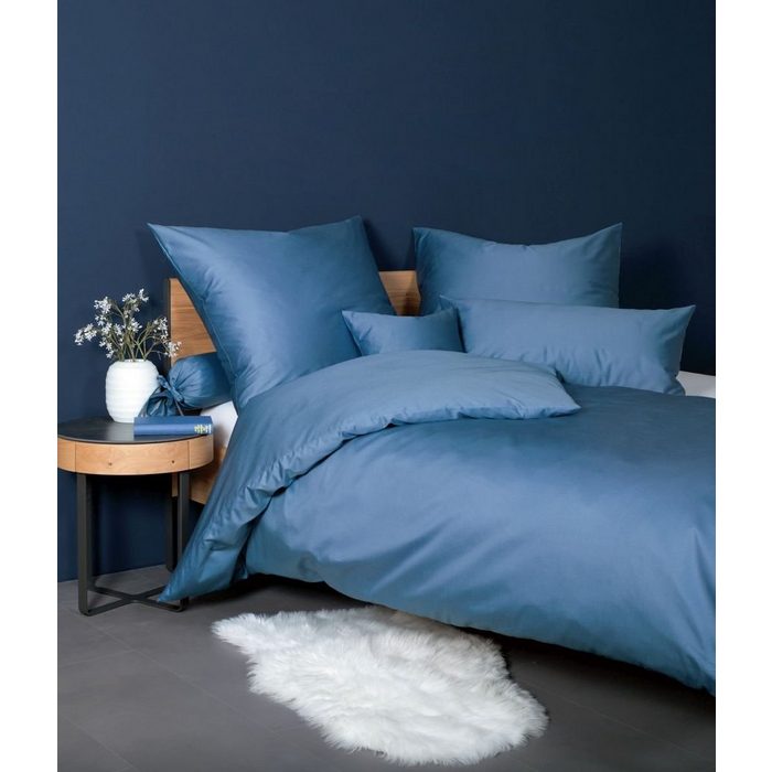 Bettwäsche Mako Satin 135x200 cm 80x80 cm Colors 31001-42 jeansblau Janine Baumolle 2 teilig Bettbezug Kopfkissenbezug Set kuschelig weich hochwertig