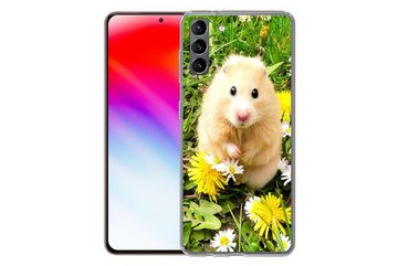 MuchoWow Handyhülle Hamster zwischen Blumen, Phone Case, Handyhülle Samsung Galaxy S21 Plus, Silikon, Schutzhülle