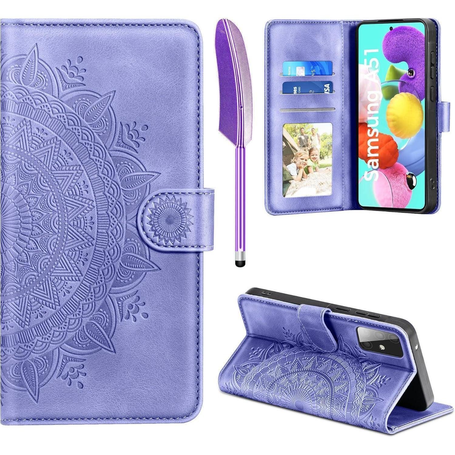 Flip Case Lederhülle Samsung Galaxy A51 Flip Wallet PU Schutzhülle Lila