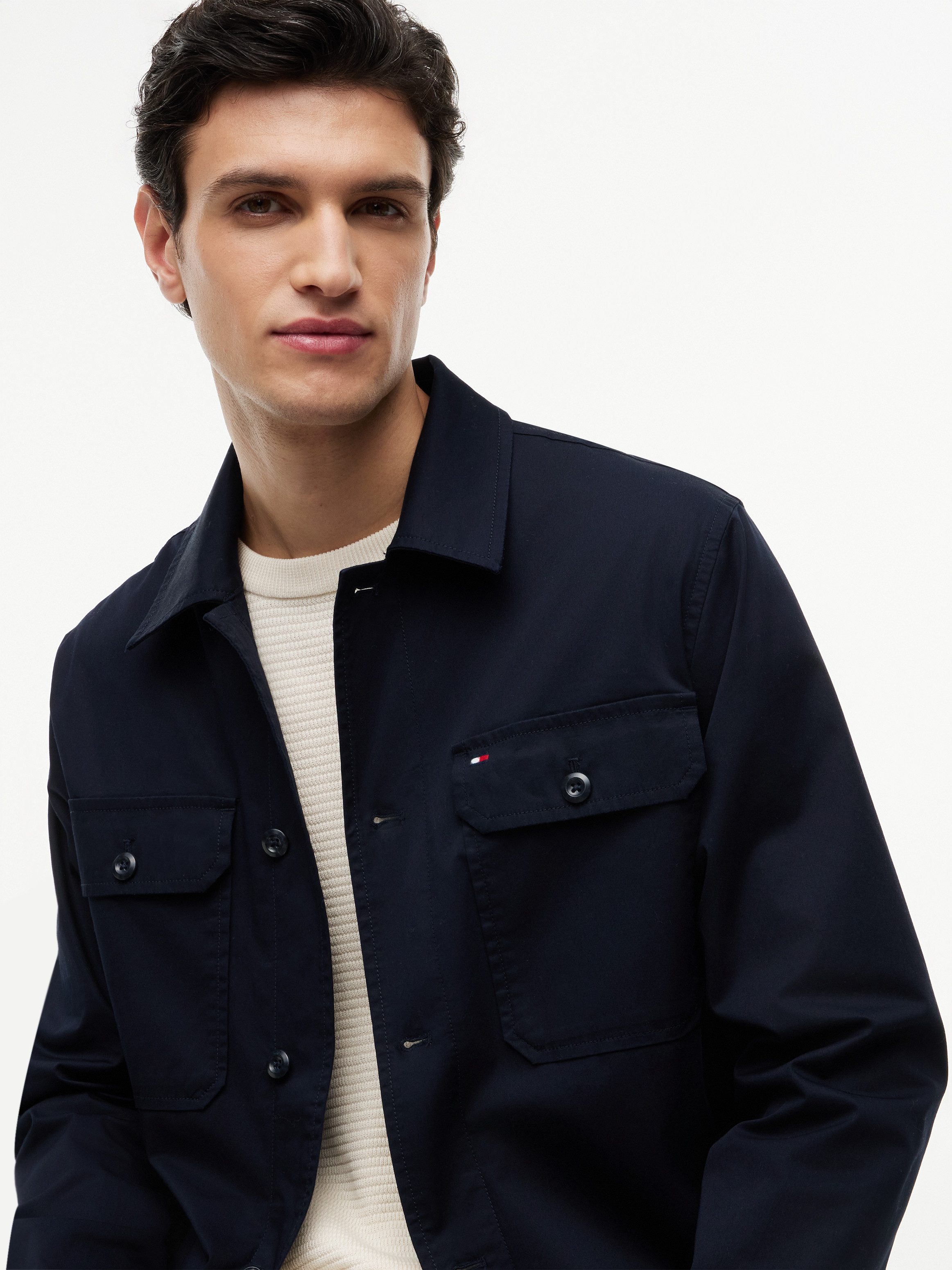 Tommy Hilfiger Hemdjacke COTTON BLEND SHIRT JACKET aus Baumwoll-Mix, Regular Fit