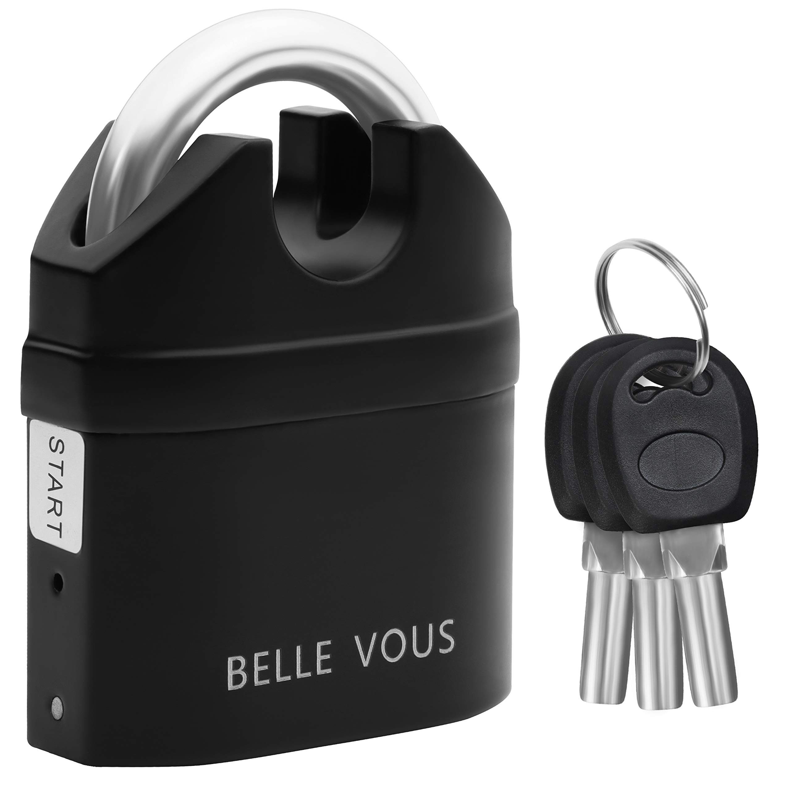 Belle Vous Vorhängeschloss Belle Vous Alarmschloss 110 dB mit 3 Schlüsseln, wetterfest