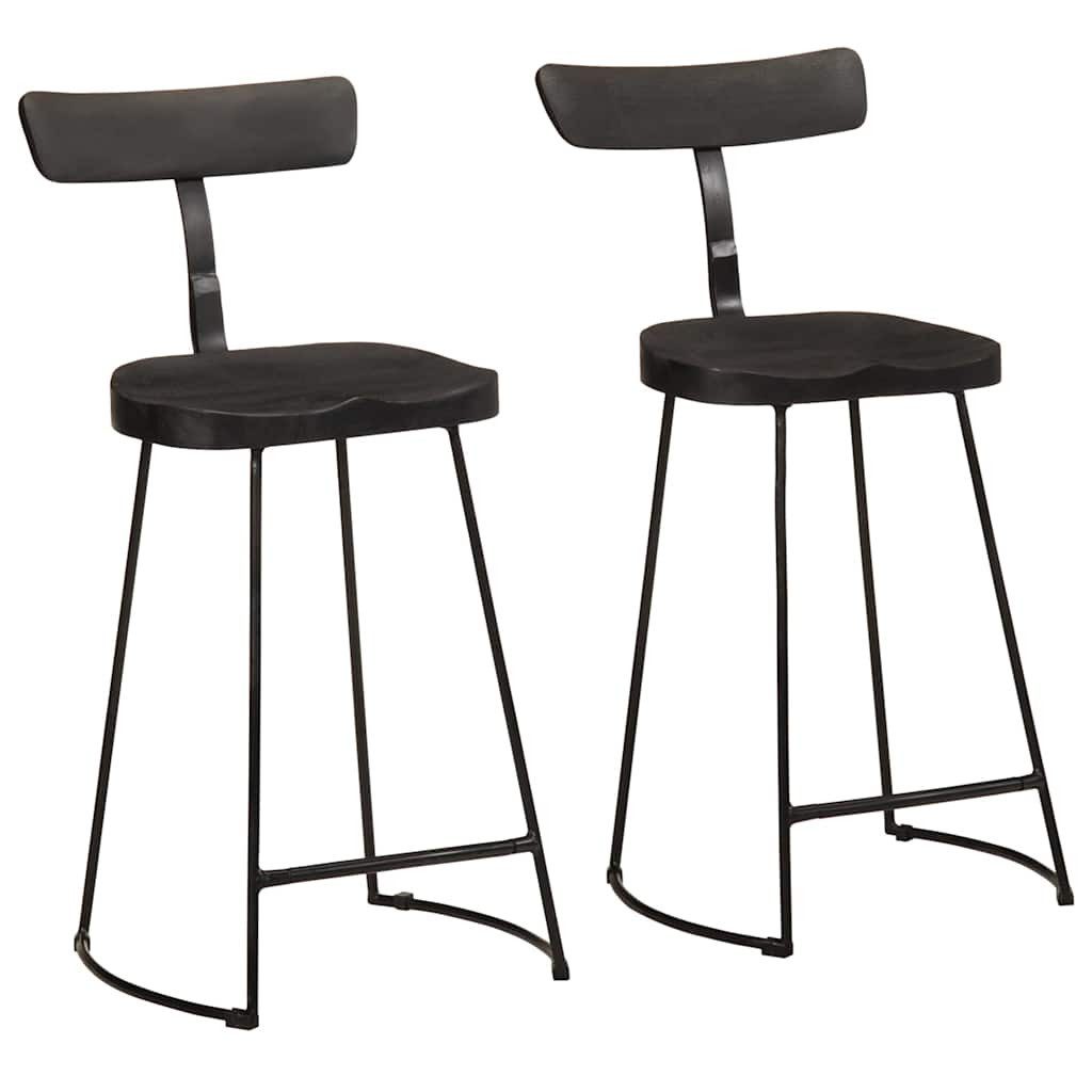 Barhocker Barhocker 2 Stk. Schwarz 49x43x88 cm Massivholz