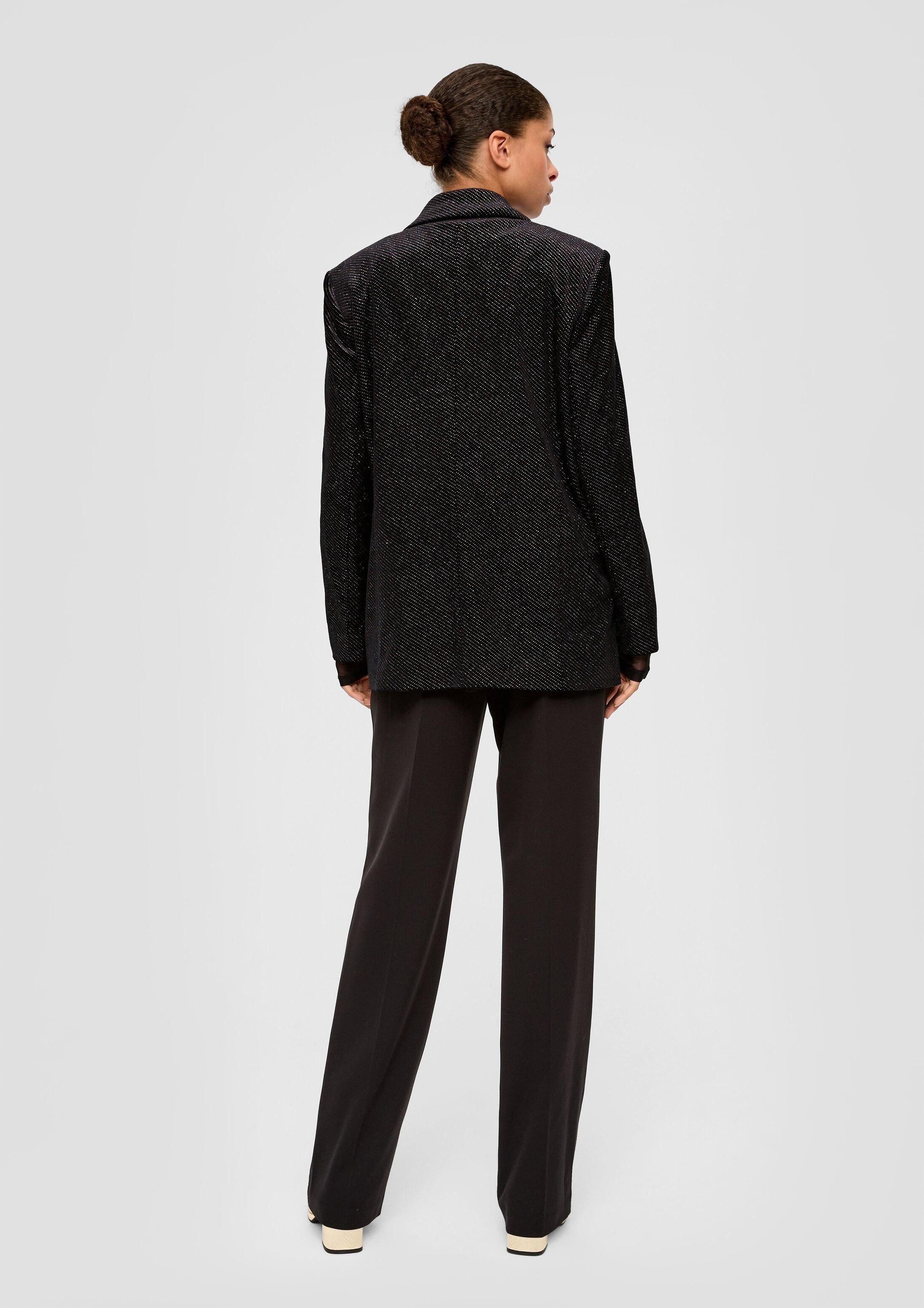 QS Jackenblazer Indoor-Blazer Samtblazer mit Glitzer