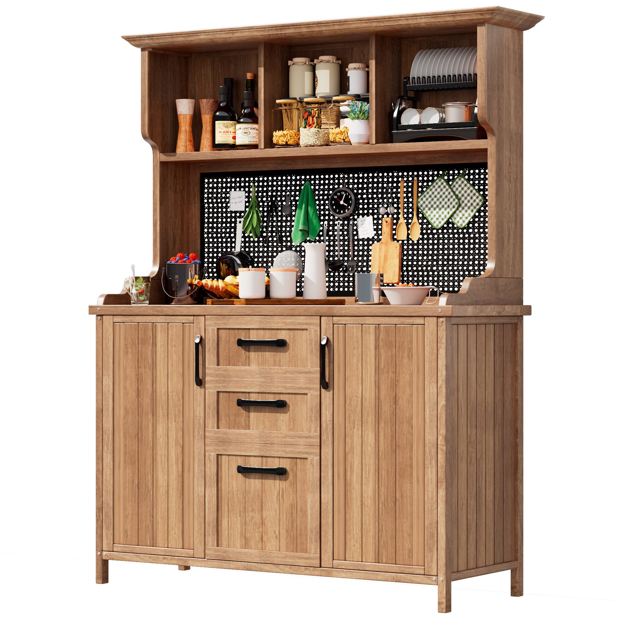 MODFU Werkzeugschrank Standschrank mit 3 Schubladen (3 Fächern, Metall-Lochwand und verstellbaren Regalböden, 1-St., 125*50*185.1cm)