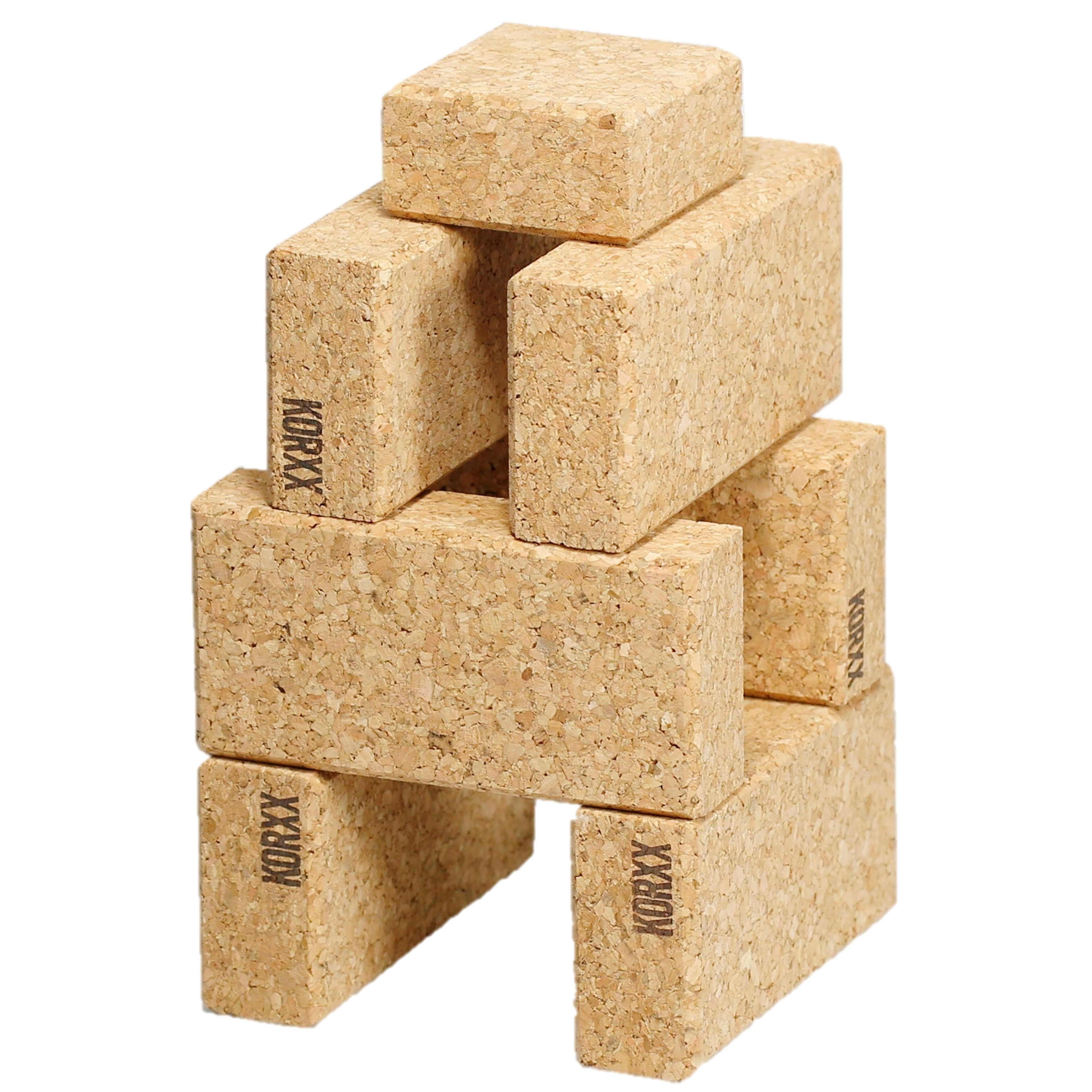 KORXX Bausteine aus Kork, 35 Teile leise, leicht, stabil, anti-allergen Spielbausteine, (Kork Bausteine im Set 35 Bauklötze natur & rechteckiger Form wurfsicher & steril, Cuboid XS Set mit Baumwollbox), Spielbaustein zum kreativen spielen & Verbessern der Motorik