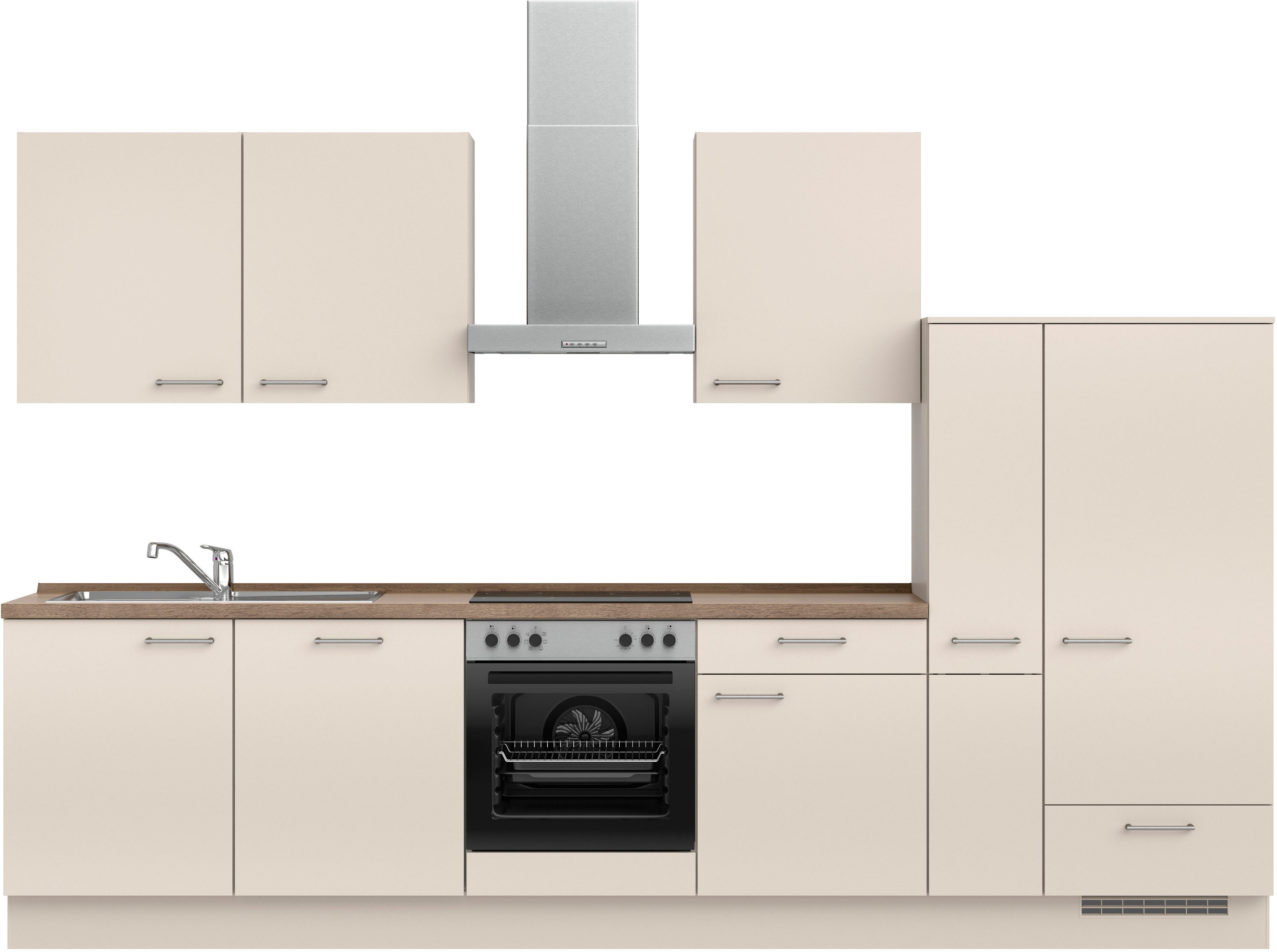 nobilia® Küchenzeile "Laser I", NEU: individuell anpassbar mit gratis Profi-Beratung, vormontiert, 330 cm breit, optional mit verschiedenen E‑Geräte-Sets