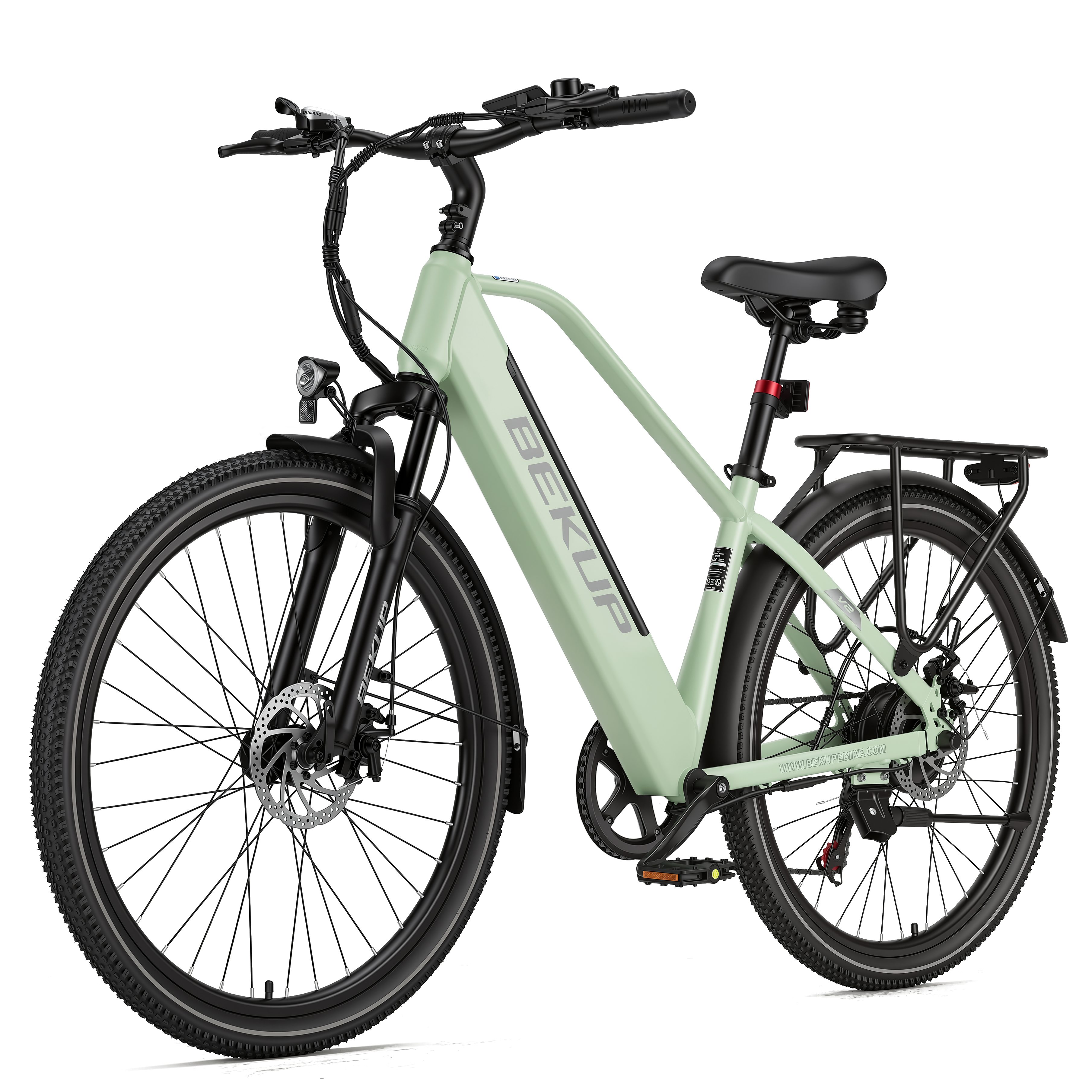 BEKUP E-Bike Cityrad V2 26 Zoll Cityrad, 522 Wh Akku, 45 Nm, Shimano 7-Gang, 7 Gang Shimano Shimano Tourney TZ Schaltwerk, Kettenschaltung, Heckmotor, 522 Wh, (Komplettset, E-Bike inklusive Akku und Ladegerät), City-Trekkingrad bis 75 km, 250 W Heckmotor, Scheibenbremsen