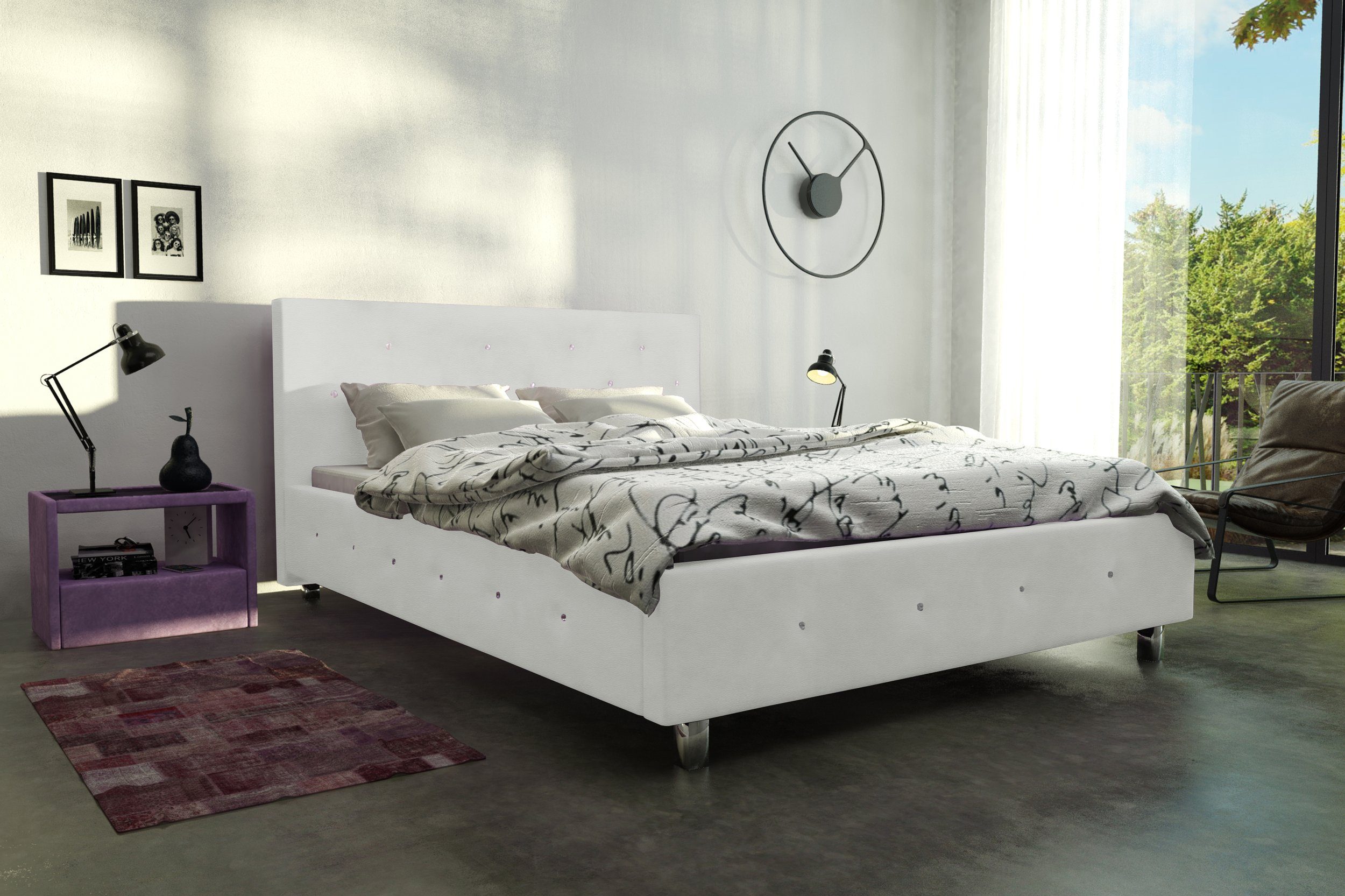 Stylefy Polsterbett Sardegna (Schlafzimmerbett, Bett), 140/160/180 x 200  cm, wahlweise mit Bettkasten, Kopfteil gepolstert, mit Lattenrost, Modern  Design