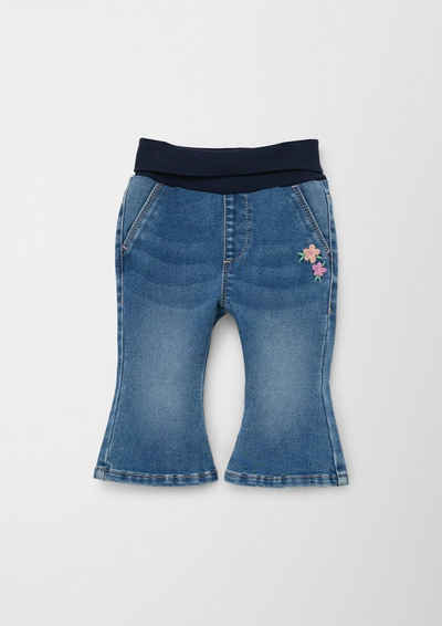 s.Oliver Stoffhose Jeans / Regular Fit / High Rise / Flared Leg / Elastikbund Stickerei, Waschung