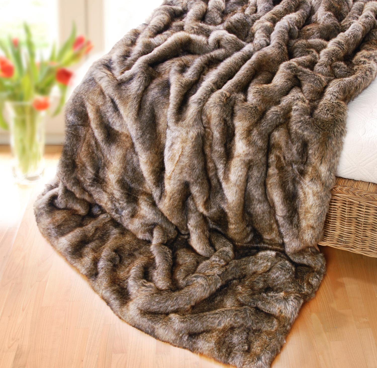 Wohndecke Felldecke (Kunstfell) Otter braun, Wohnen günstig online kaufen