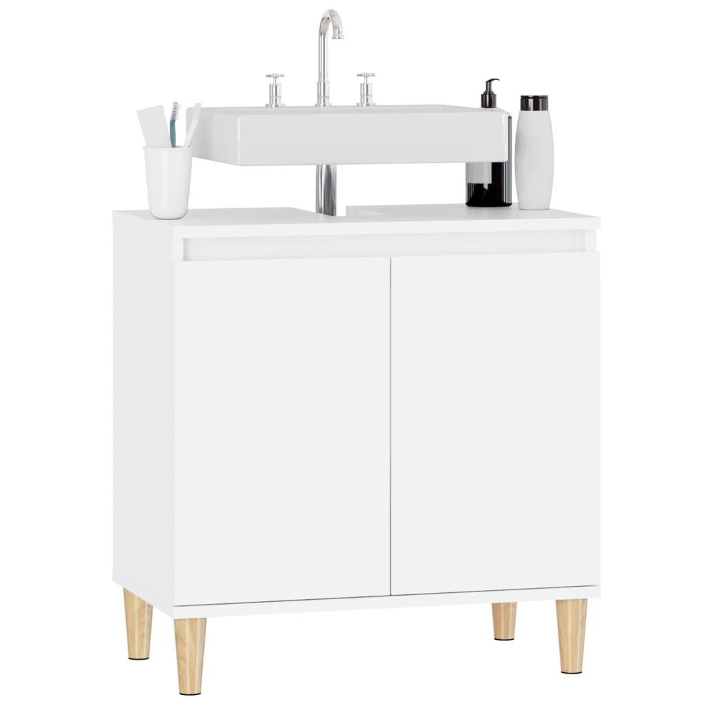 vidaXL Waschbeckenunterschrank cm Badezimmerspiegelschrank (1-St) Weiß 58x33x60 Holzwerkstoff