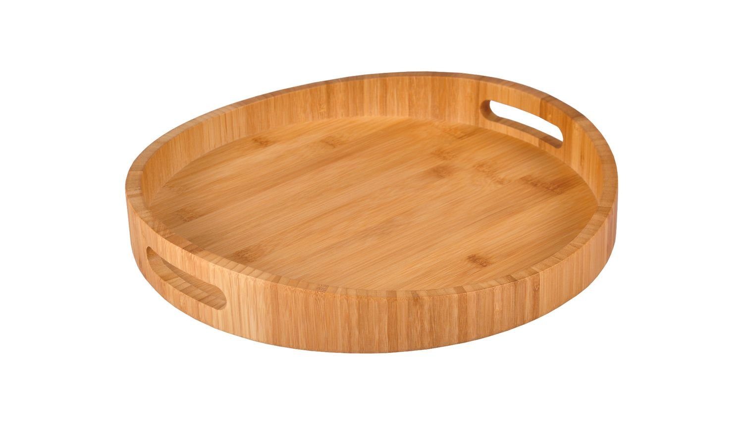 Servierplatte Bambustablett 35cm Serviertablett Frühstückstablett Betttablett Holz
