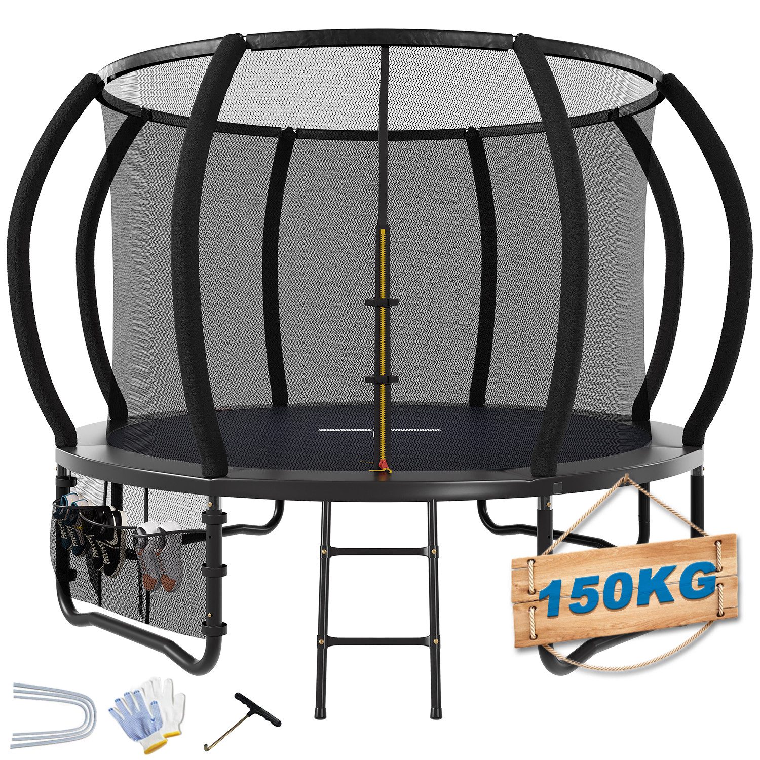 HOMALL Gartentrampolin Kindertrampolin Ø305/366, Gewicht 150kg, Ø 228 cm, (228 cm, Ø 228/305/366/427 cm, mit Sicherheitsnetz und Leiter, 360° Schutzgitter)