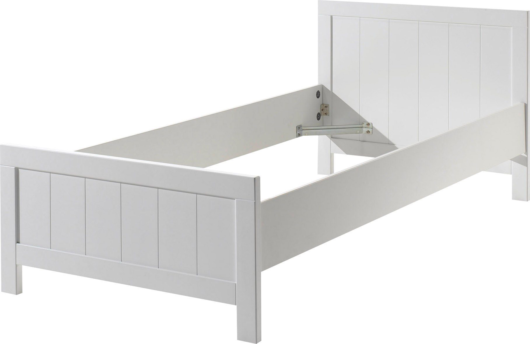 Vipack Einzelbett (Made in Europe), Einzelbett in Landaus Optik mit Liegefläche 90 x 200 cm, Weiß lackiert