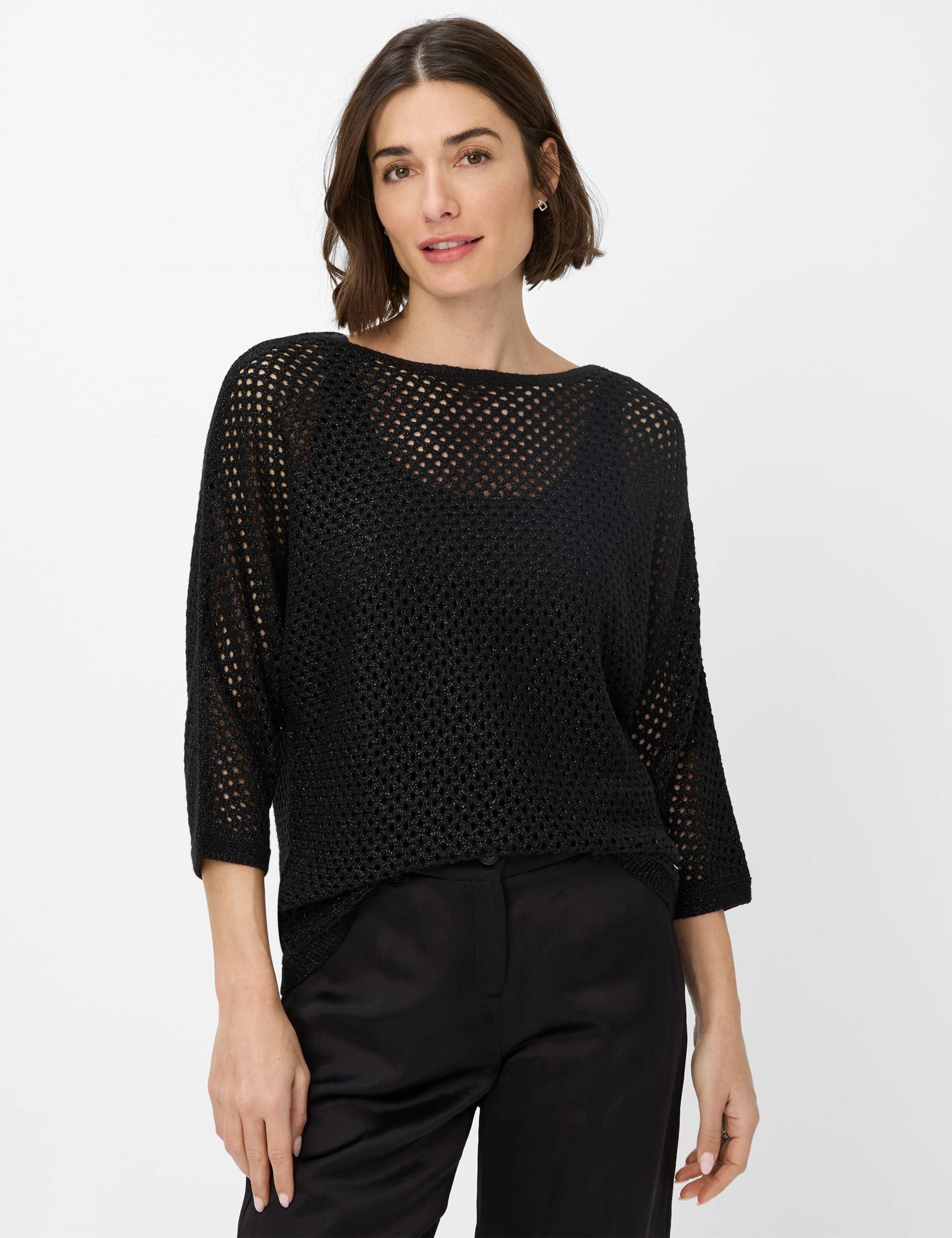 Strick Pullover Pullover Schwarz Mit Perlen Strickpullover