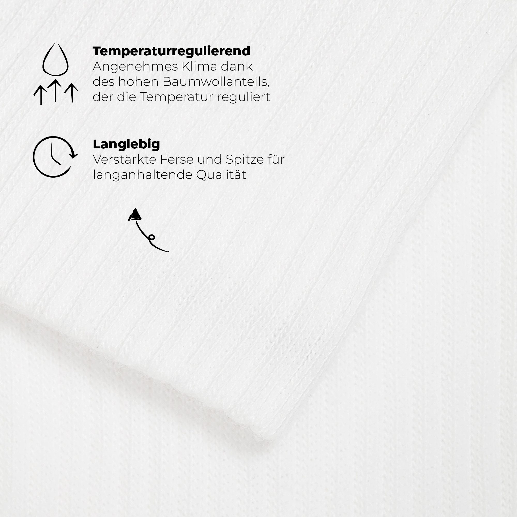 von Jungfeld Tennissocken einfarbiges Bundle Bio-Baumwolle 35-46 Unisex (12-Paar, 12er-Pack) verstärkte Ferse & Fußsohle, Bio-Baumwolle
