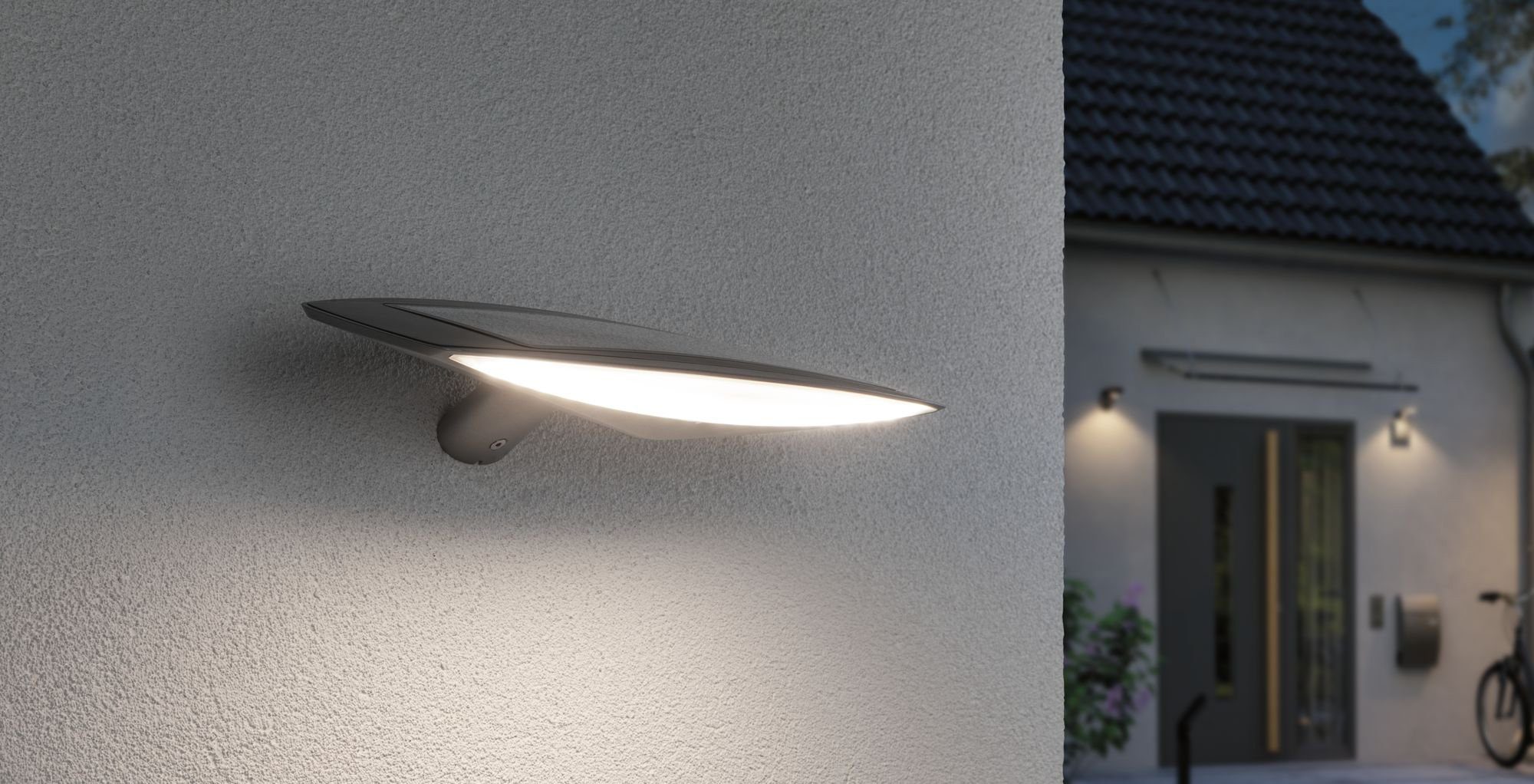 Paulmann Außen-Wandleuchte Kiran, LED-Modul, integriert, Weiß Warmweiß, Bewegungsmelder fest LED mit 280lm Warmweiß IP44
