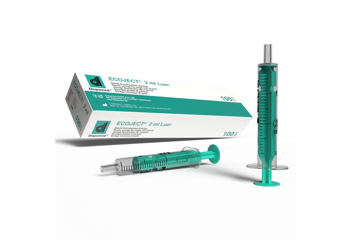 Dispomed Einwegspritze ECOJECT 2-tlg Einmal-Spritzen 80 bis 100Stk -Größe wählbar-, (Großpackung, 100-St., sterile Einwegspritzen), für medizinische und nicht-medizinische Verwendung