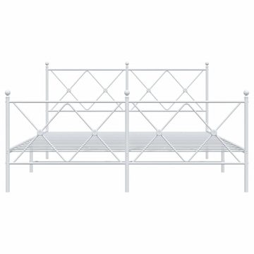 vidaXL Bett Bettgestell mit Kopf- und Fußteil Metall Weiß 150x200 cm