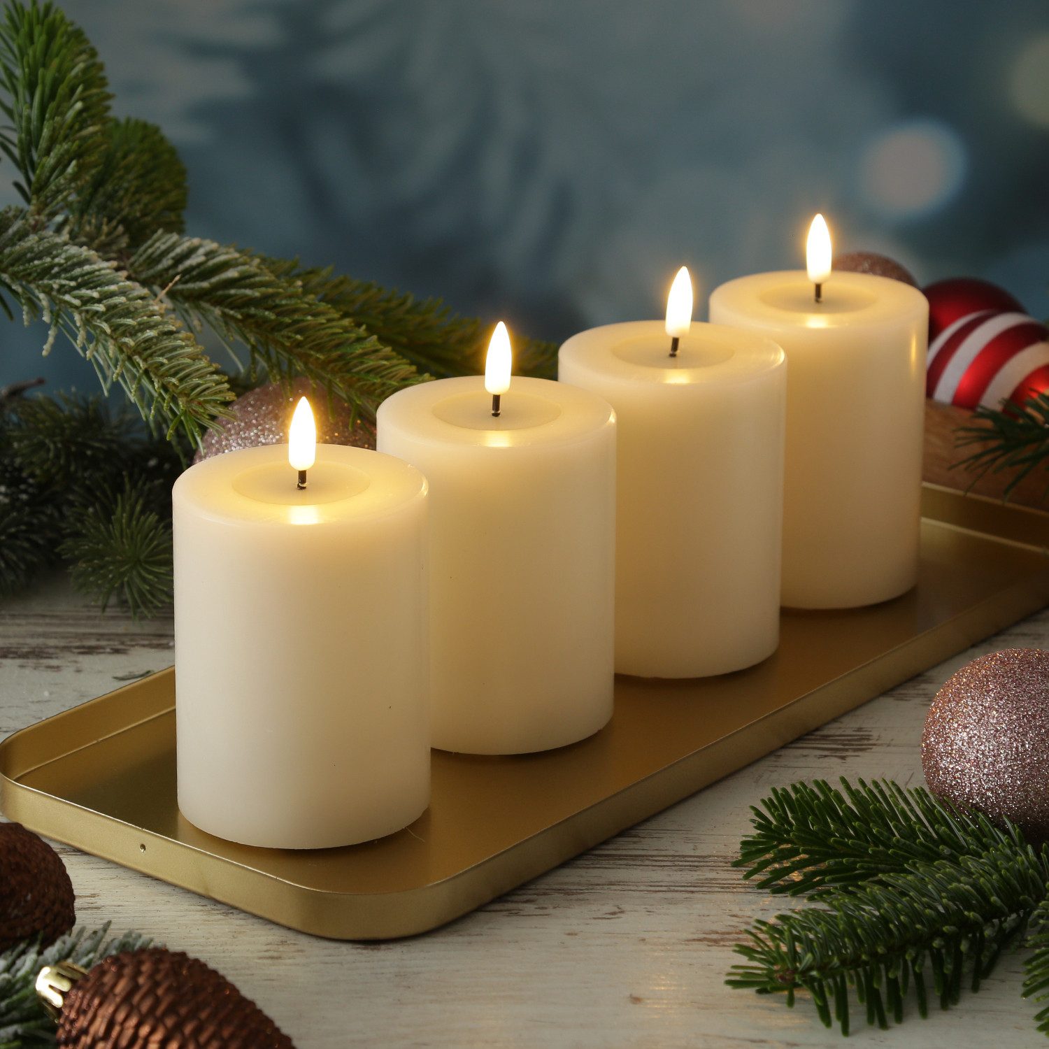 Deluxe Homeart LED-Kerze LED Kerzenset MIA Echtwachs Deluxe H: 10cm mit Bat günstig online kaufen