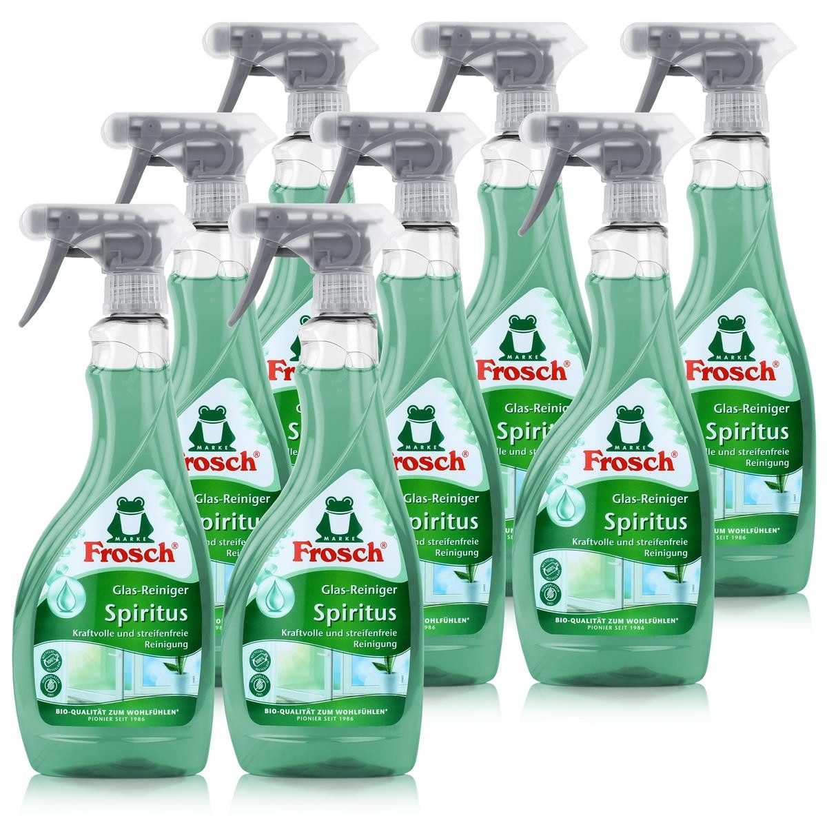 FROSCH 8x Frosch Spiritus Glas-Reiniger Sprühflasche 500 ml Glasreiniger