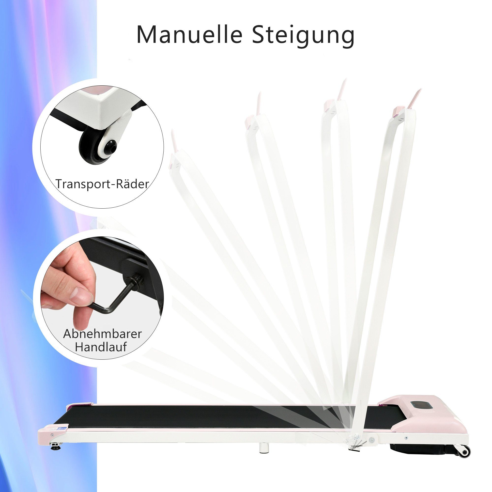 OKWISH Laufband 2 in 1 Laufband für zuhause (Klappbar 1-6 km/h mit Fernbedienung), Bluetooth, LED-Display