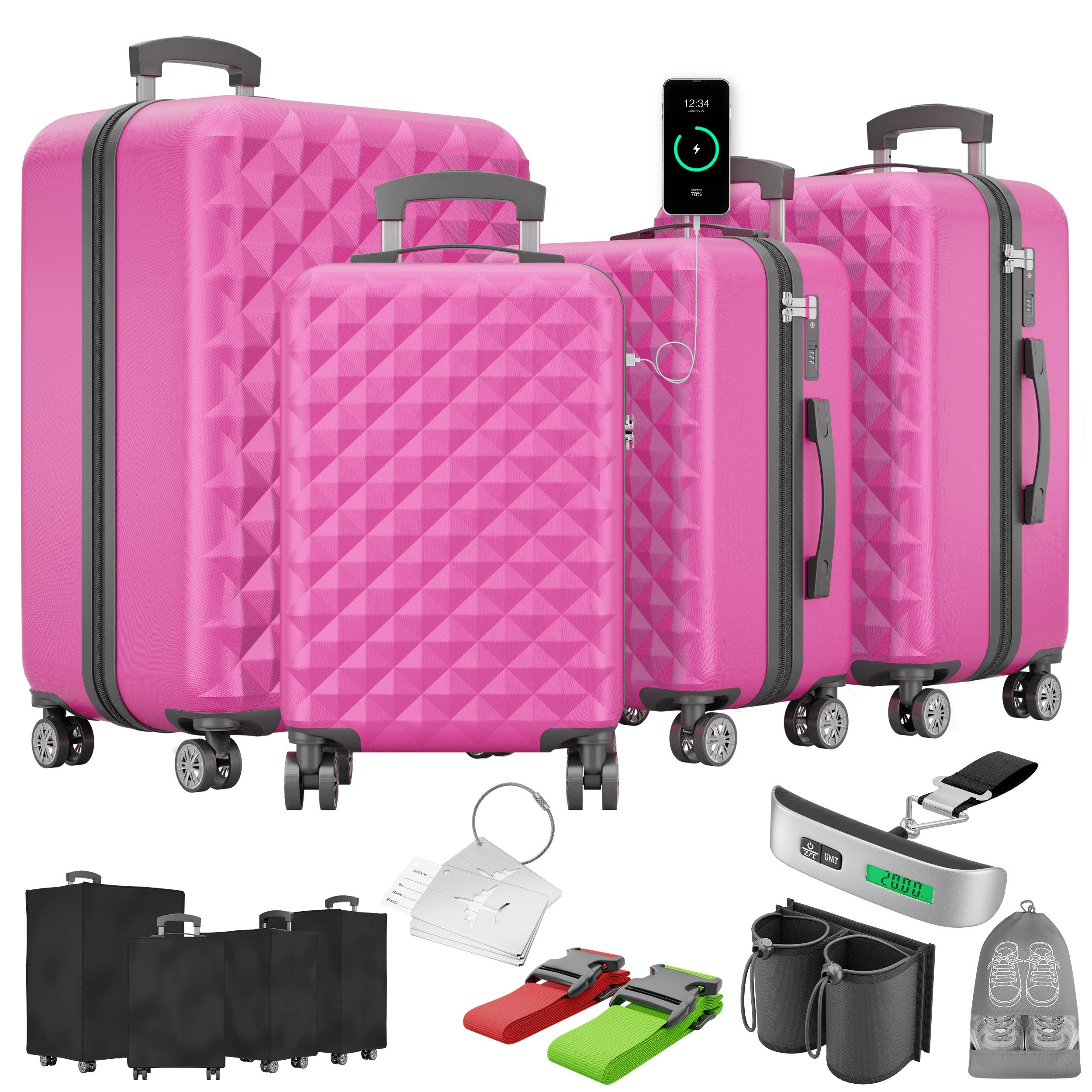 Onbest Kofferset 4er Hartschalen Trolley PREMIUM günstig online kaufen