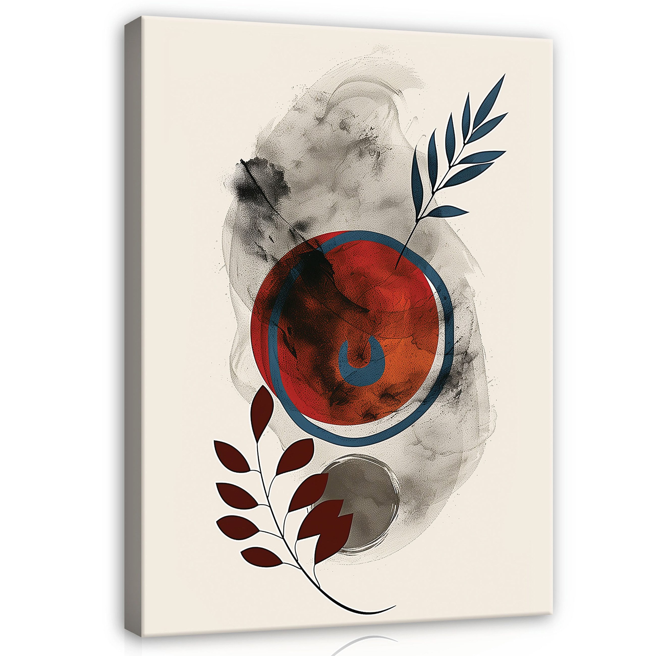 Leinwandbild Blätter BOHO Art Kunst Wandbild XXL Leinwandbilder Modern
