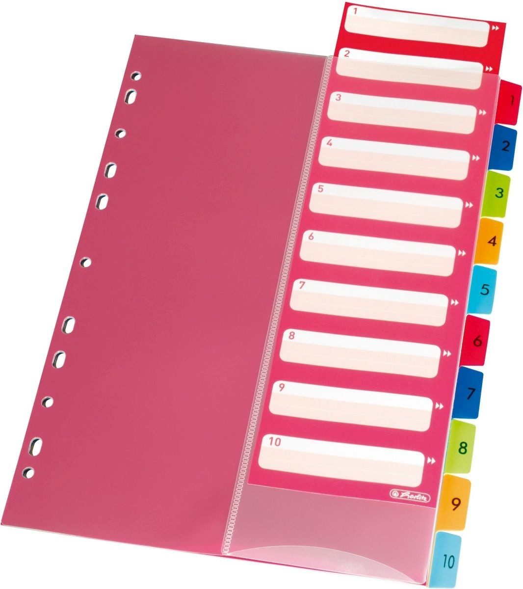 Herlitz Aktenordner Register A4 1-10 Kunststoff PP mehrfarbig mit Indextasche