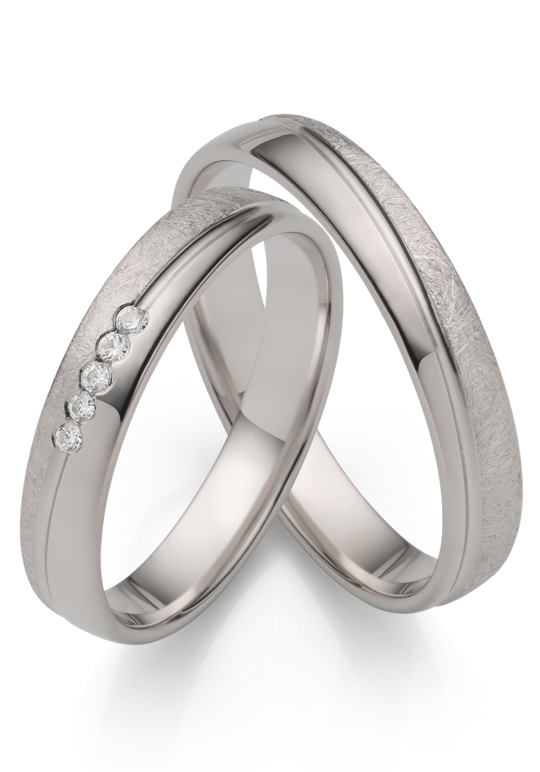 Firetti Trauring Schmuck Geschenk Hochzeit Ehering "LIEBE", Made in Germany - wahlweise mit oder ohne Zirkonia (synth)