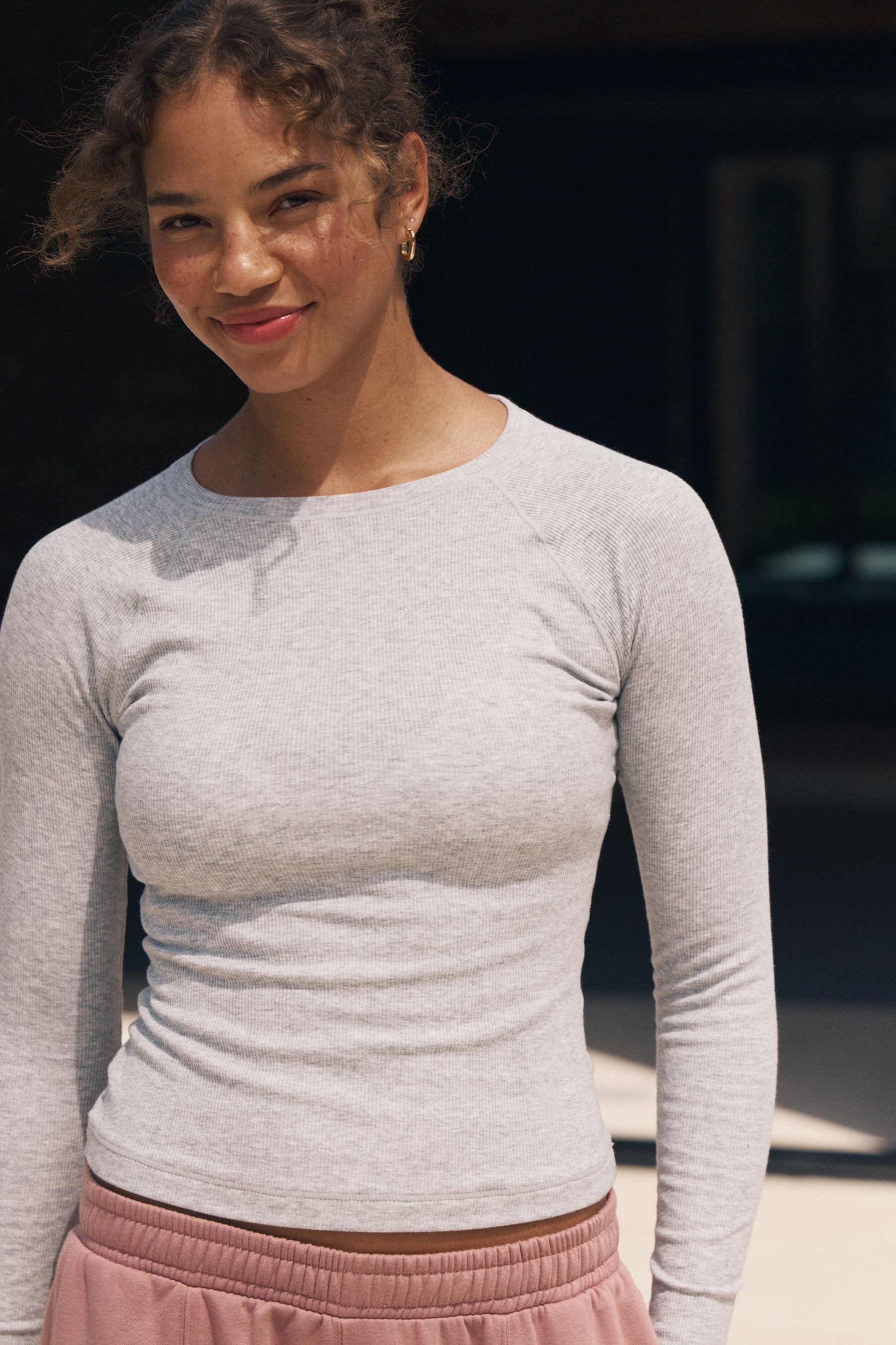 self Langarmshirt Langärmeliges Oberteil mit Rippenmuster (1-tlg)