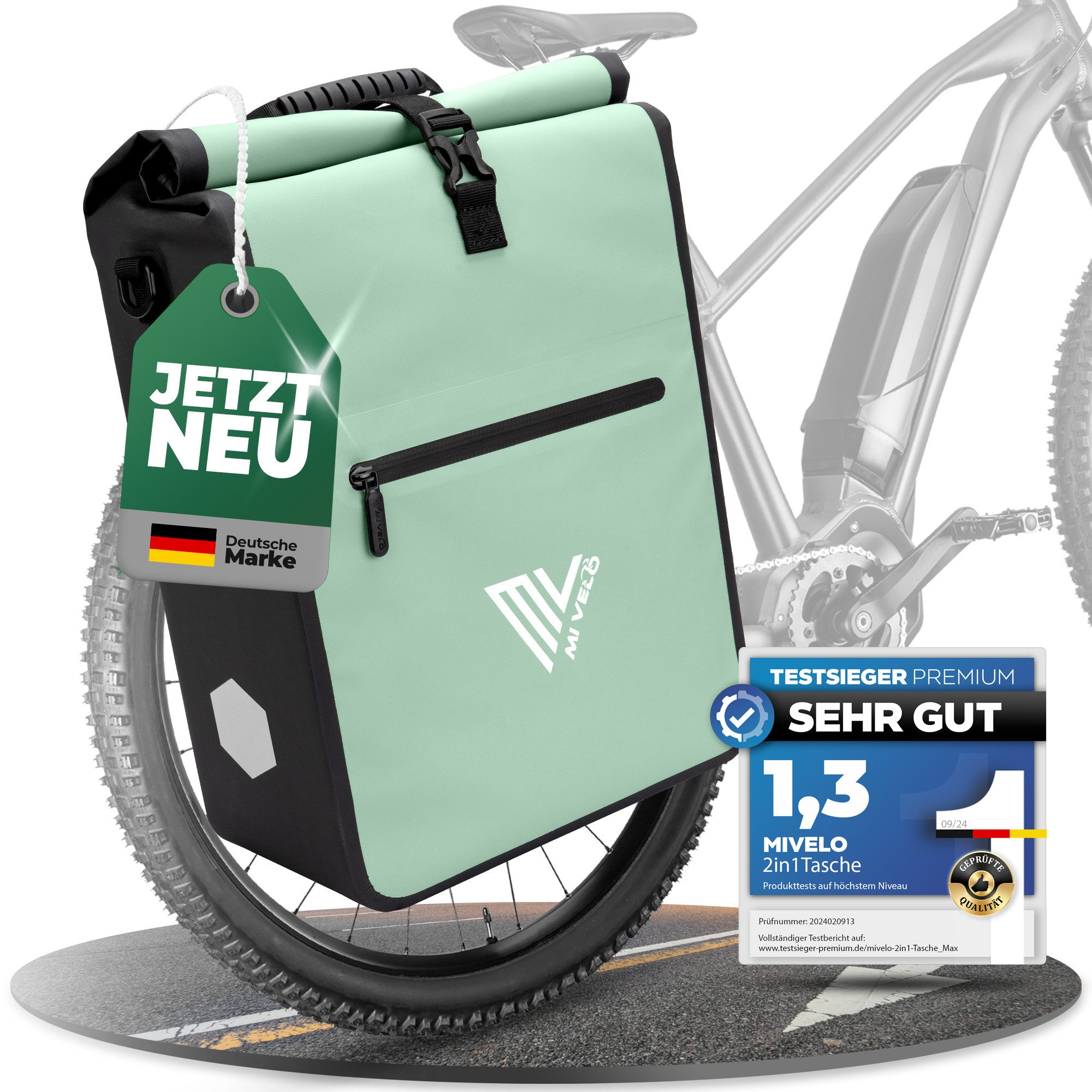 MIVELO Fahrradtasche 2in1 Gepäckträgertasche für Fahrrad wasserdicht, 25 Liter Volumen