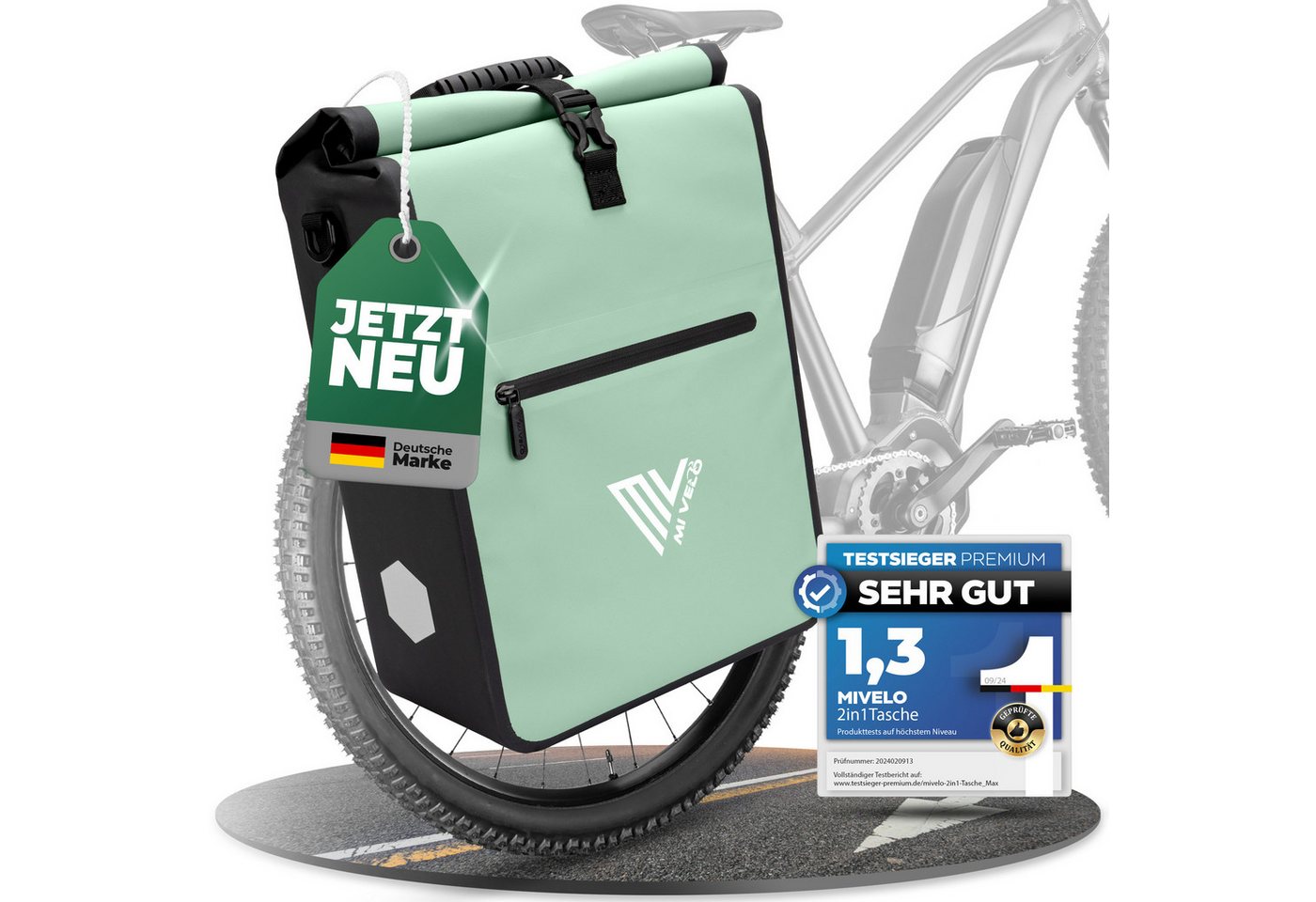 MIVELO Fahrradtasche 2in1 Gepäckträgertasche für Fahrrad wasserdicht, 25 Liter Volumen